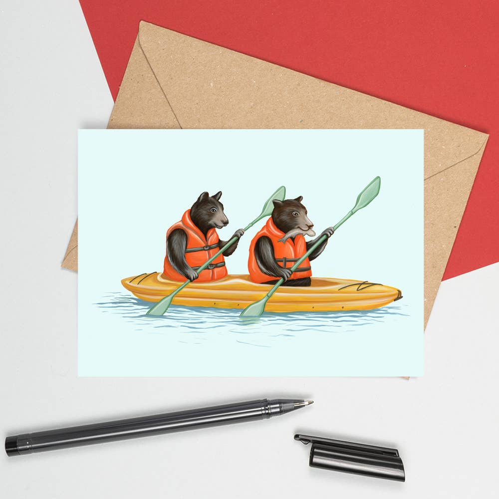 Bear Kayaking Greeting Card