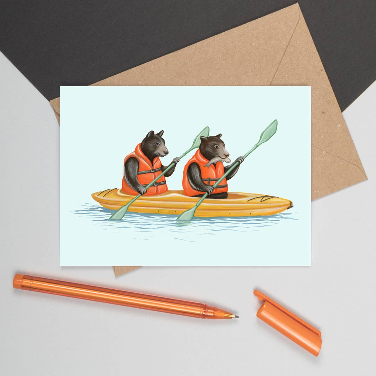Bear Kayaking Greeting Card