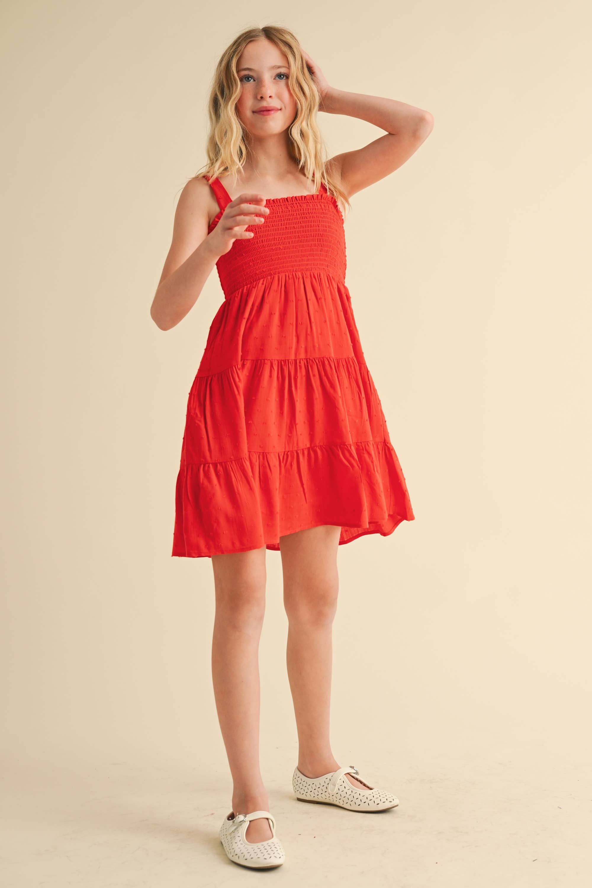 TWEEN KIDS GIRLS SMOCKED TIERED DRESS (7-12)