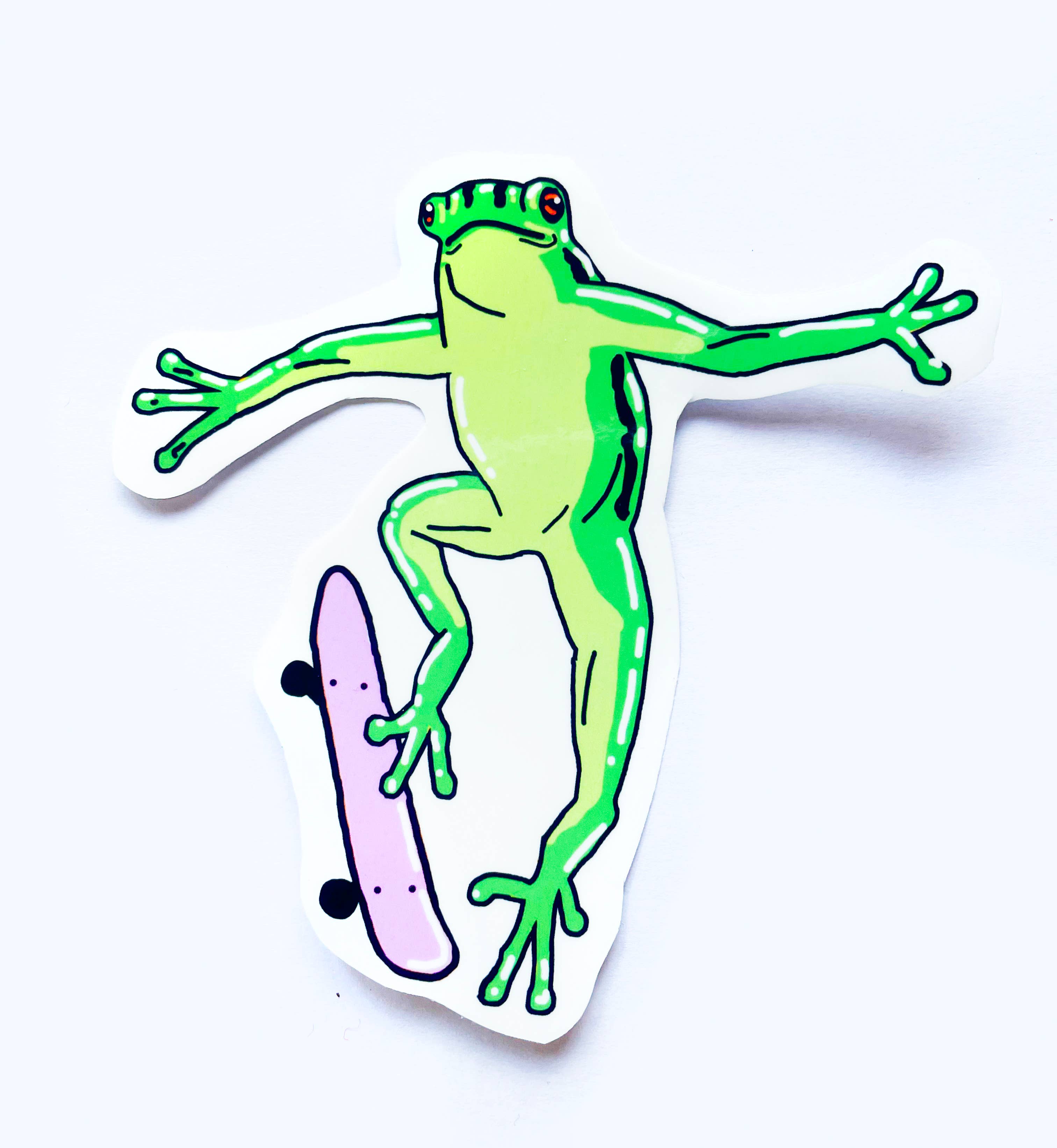 Skateboarding Frog Sticker
