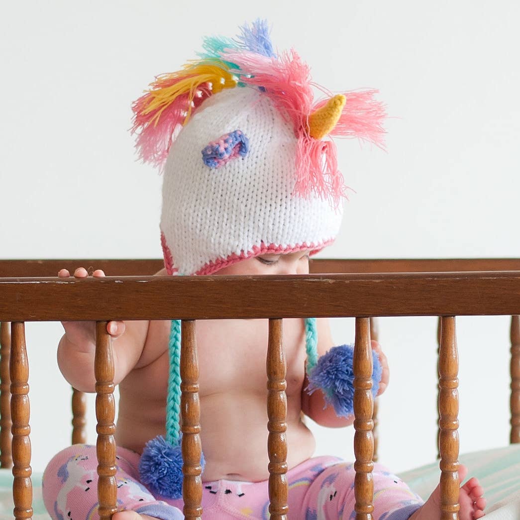 Unicorn Pastel Earflap Beanie Hat Baby & Kids