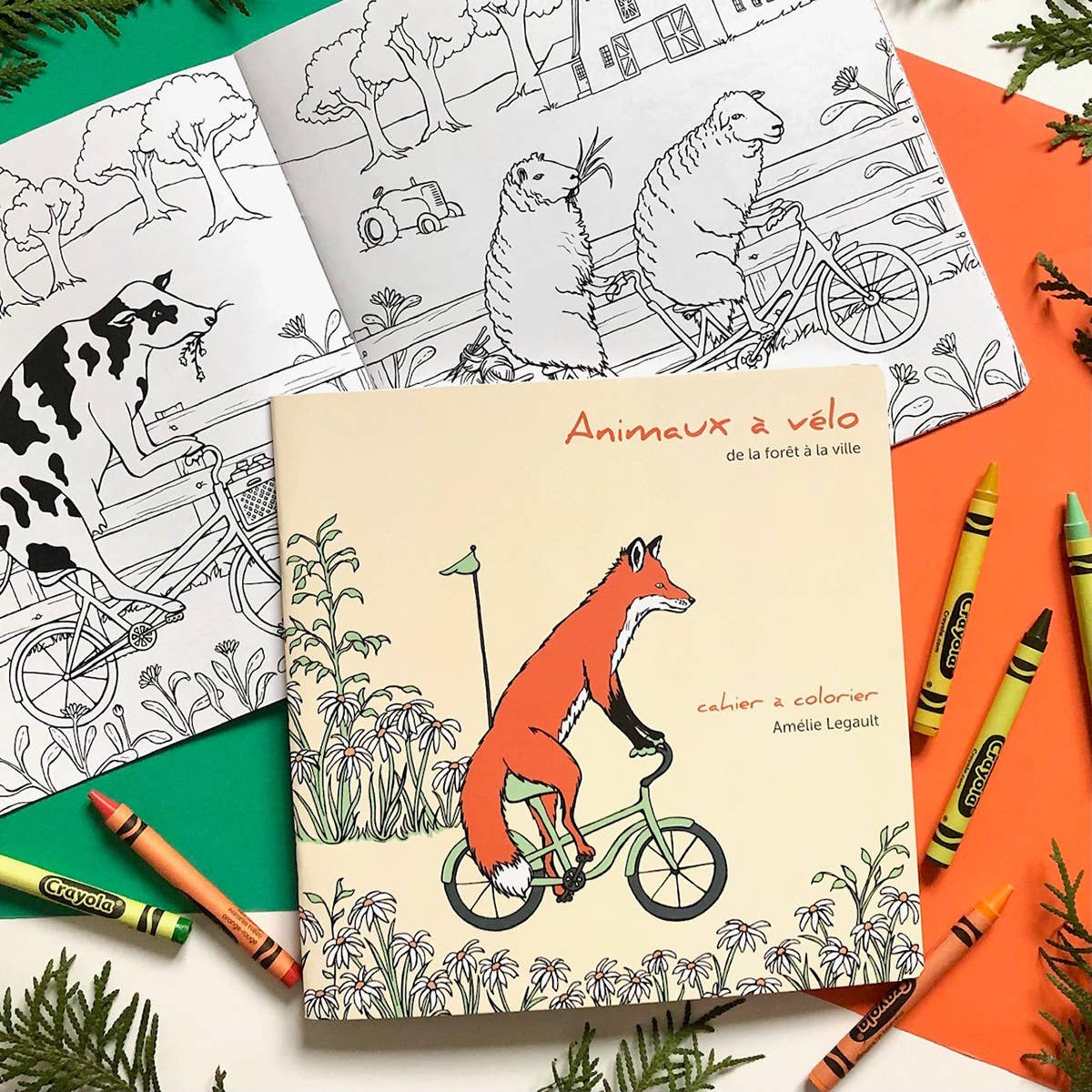 Coloring book - Animals on Bikes From the Forest to the Town