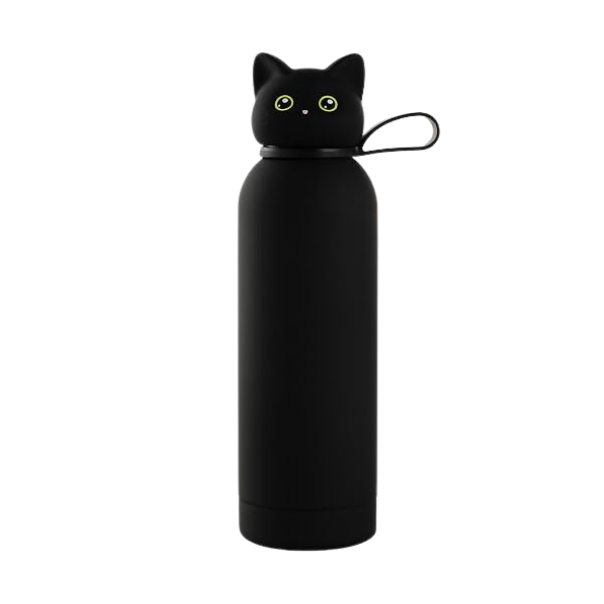 Asobu Animal Bestie Bottle 16 oz insulated kids water bottle in Black Cat design with removable collectible silicone character head and 24-hour cold retention