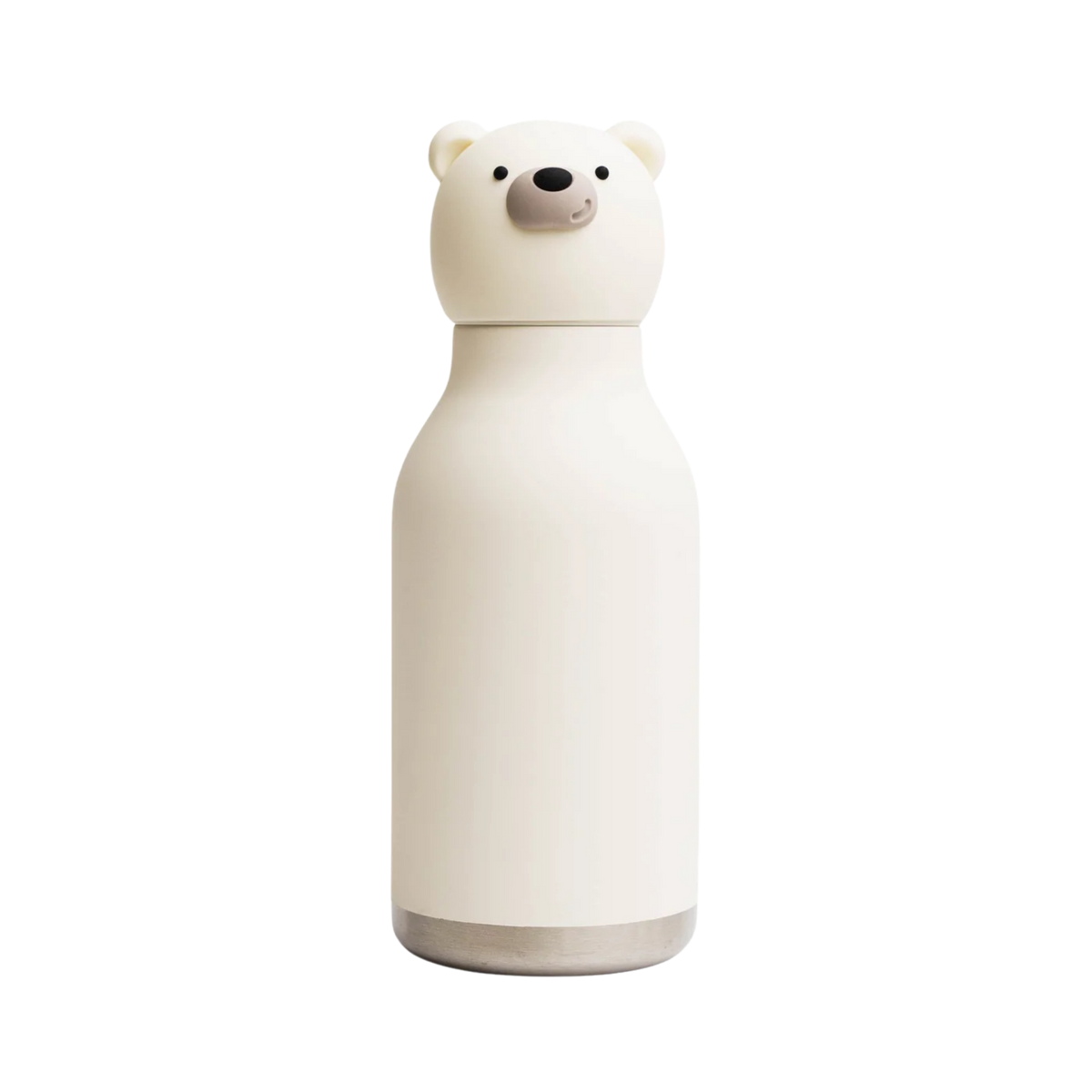 Asobu Animal Bestie Bottle 16 oz insulated kids water bottle in Polar Bear design with removable collectible silicone character head and 24-hour cold retention