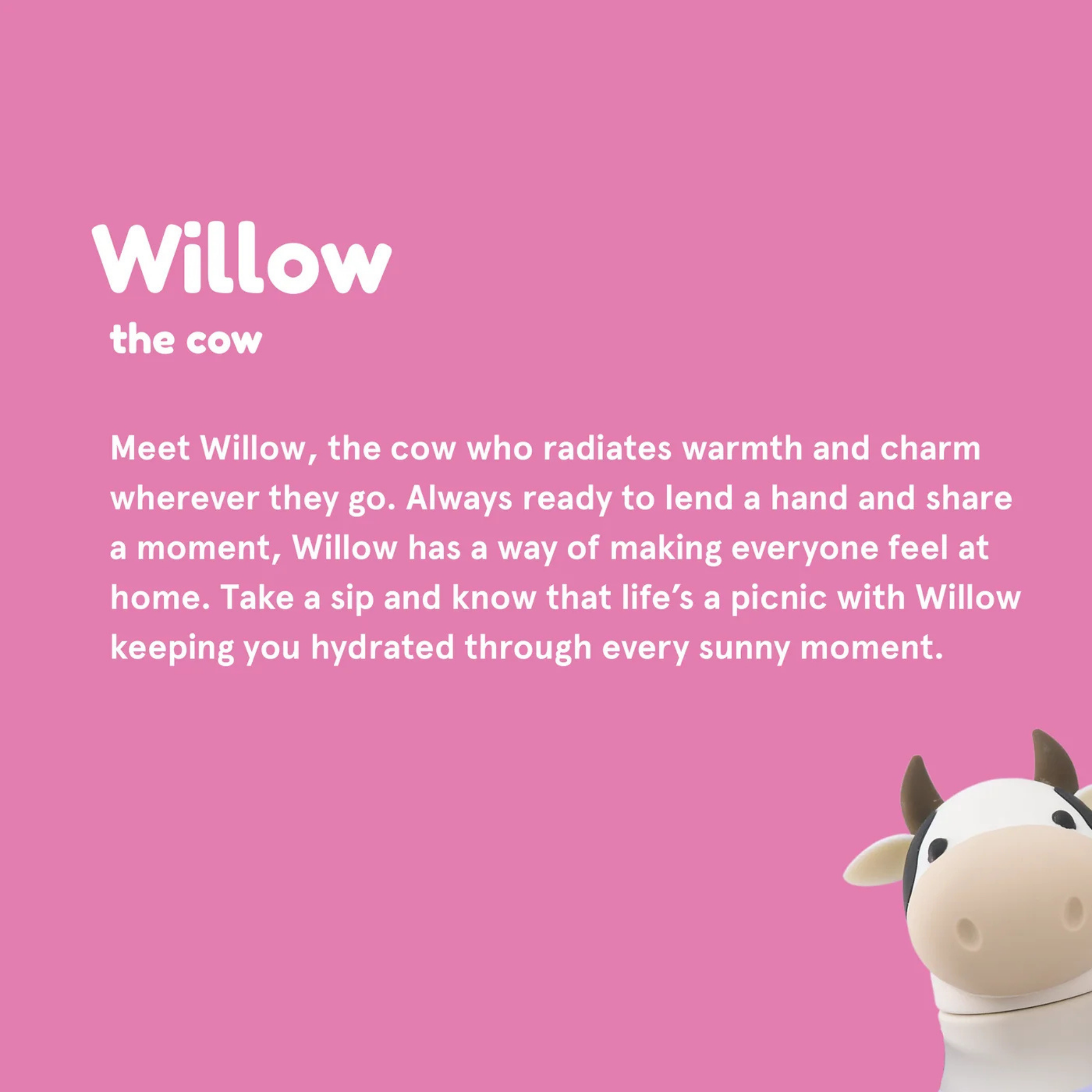 Willow the Cow Asobu Animal Bestie Bottle removable collectible silicone animal character head detail