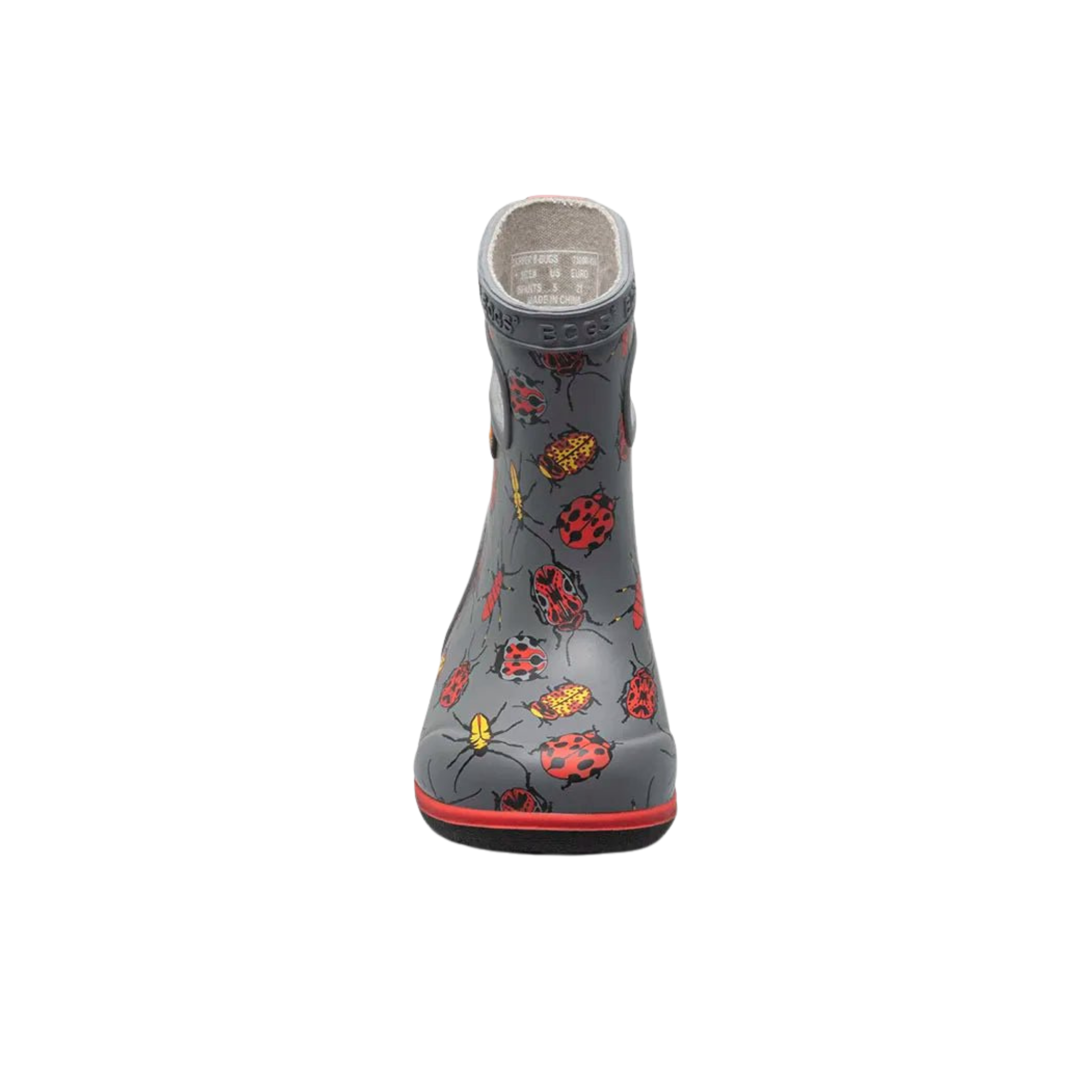 Front view of BOGS Skipper II waterproof toddler boots in Bugs Grey