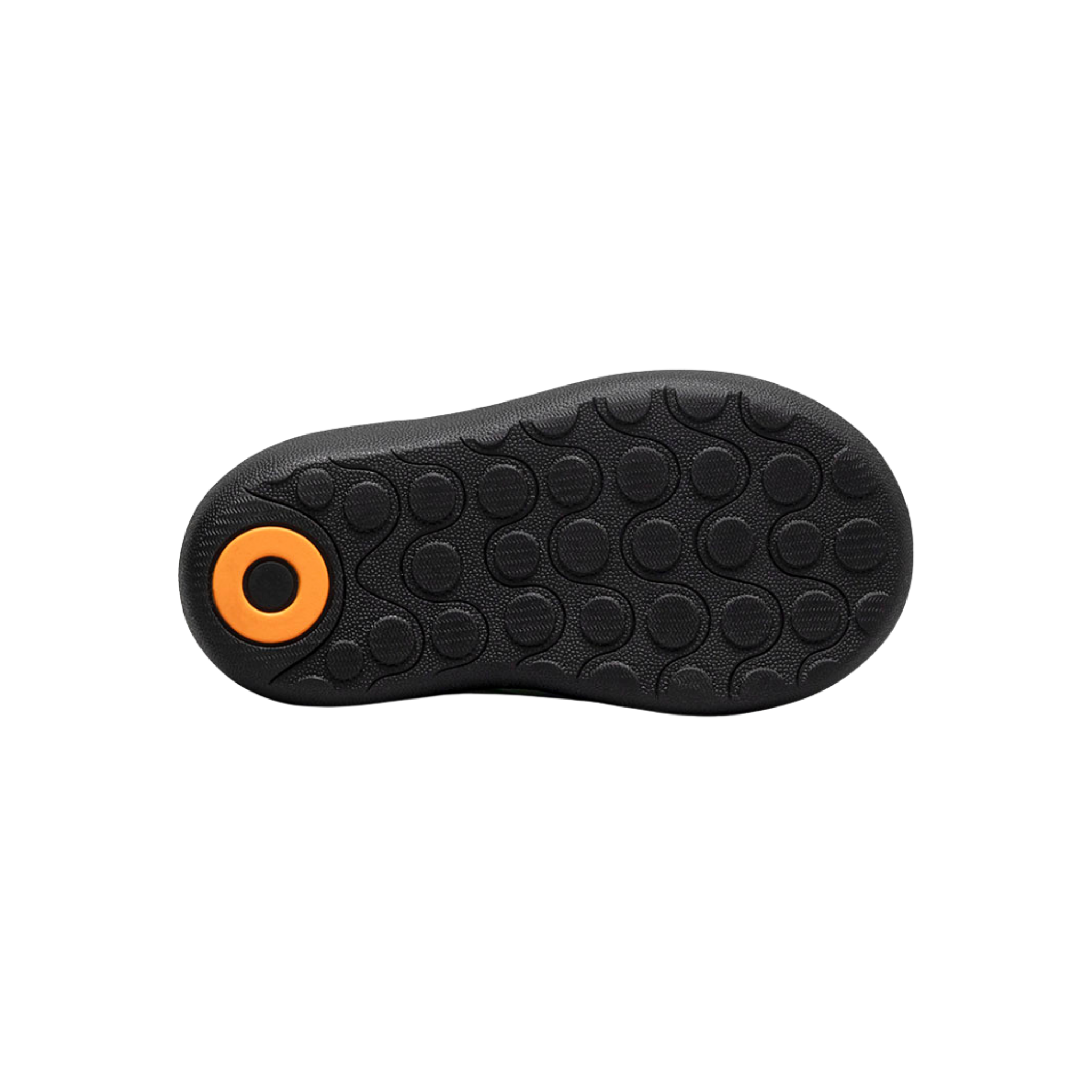 Bottom sole of BOGS Skipper II toddler boots in Dinosaur Jungle design with flexible traction outsole