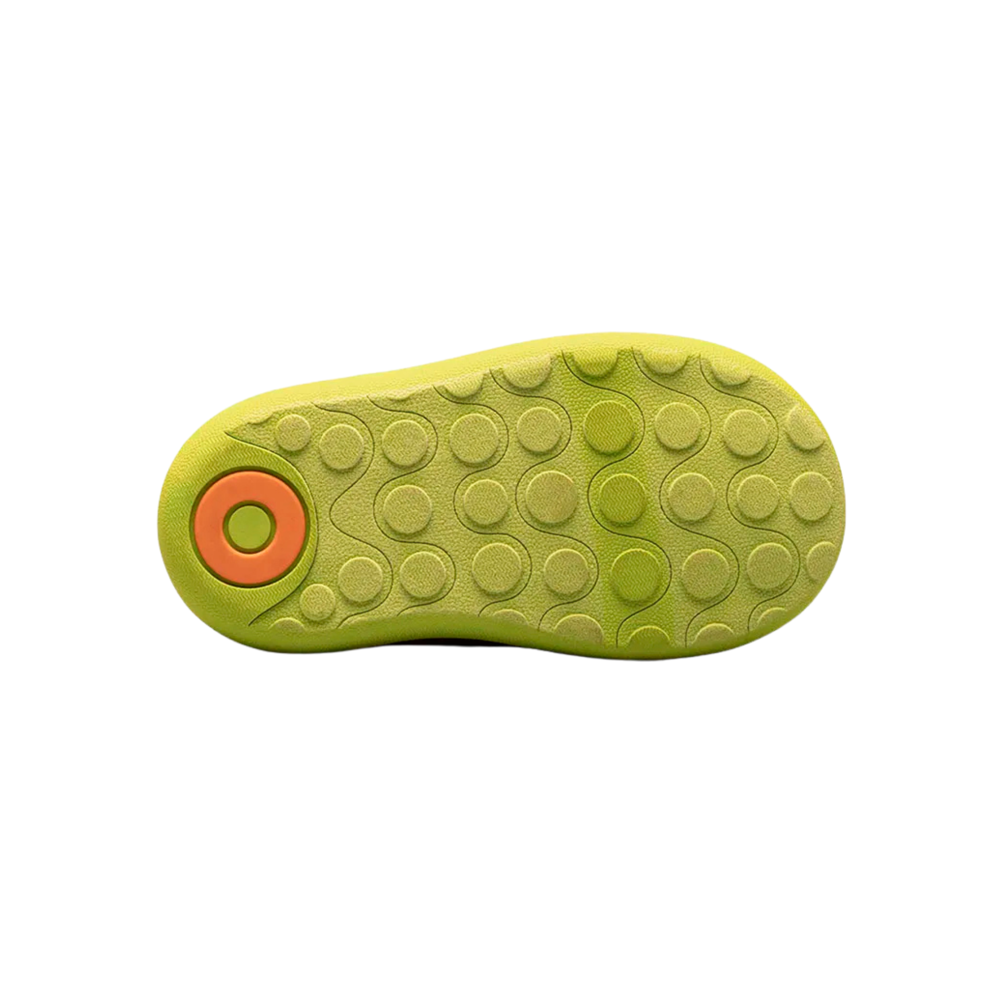 Bottom sole of BOGS waterproof rain boots in Dino Dark Green Multi with durable tread