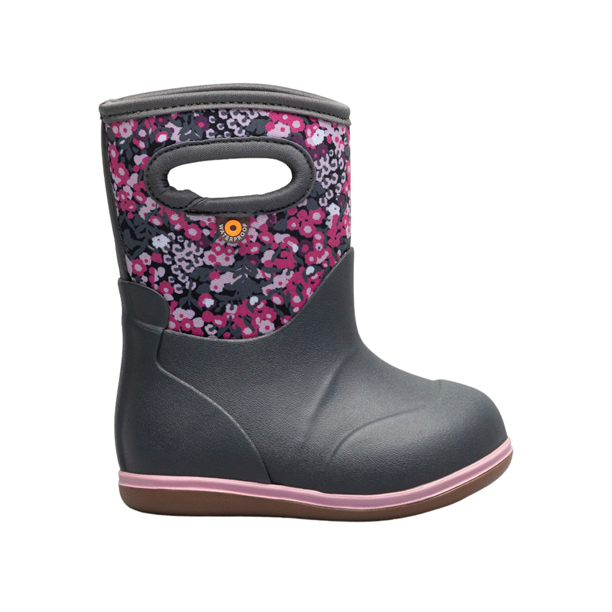 BOGS Classic Toddler waterproof rain boots with Impressionist Floral design, suited for kids in Whistler