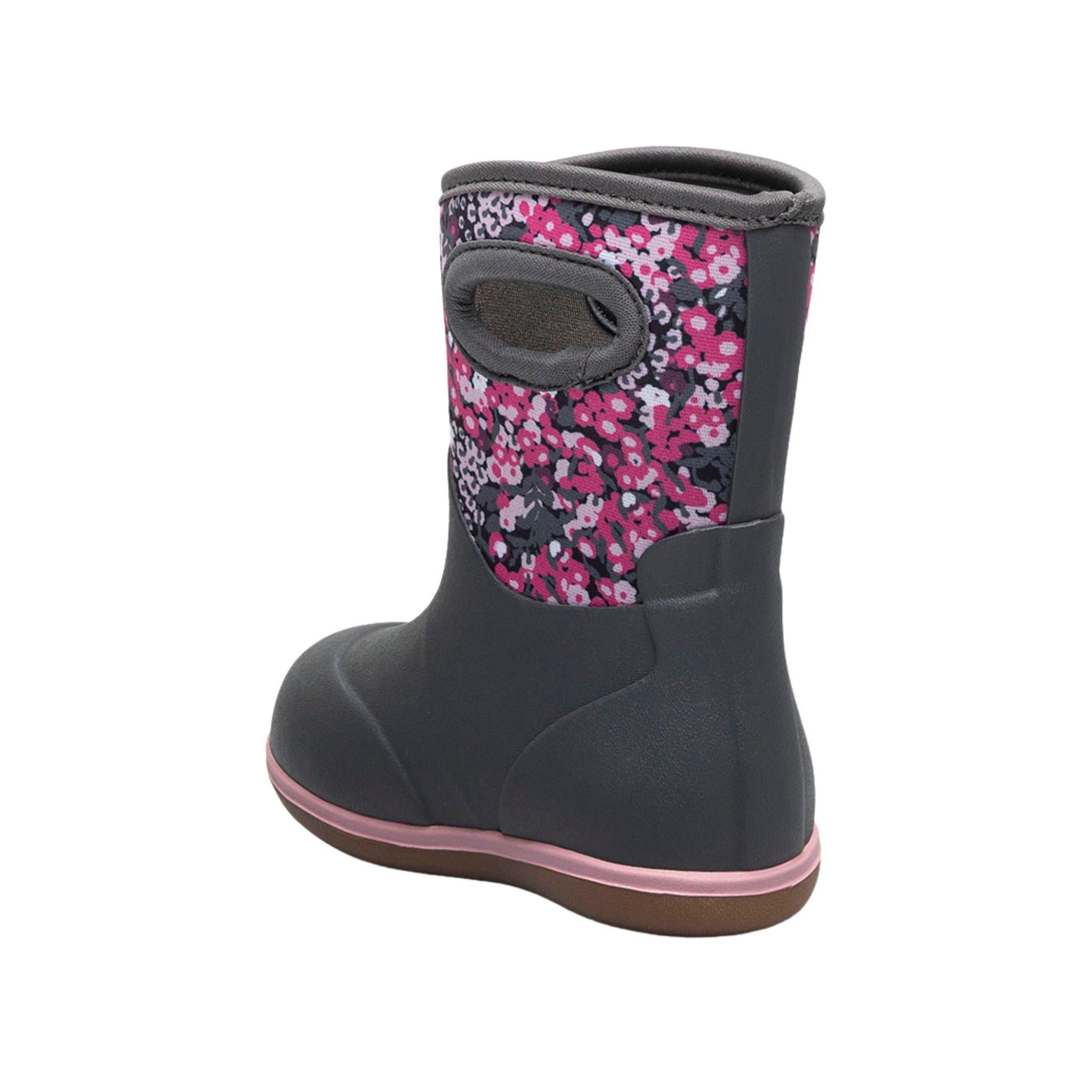 Rear view of BOGS Classic Toddler rain boots with Impressionist Floral design