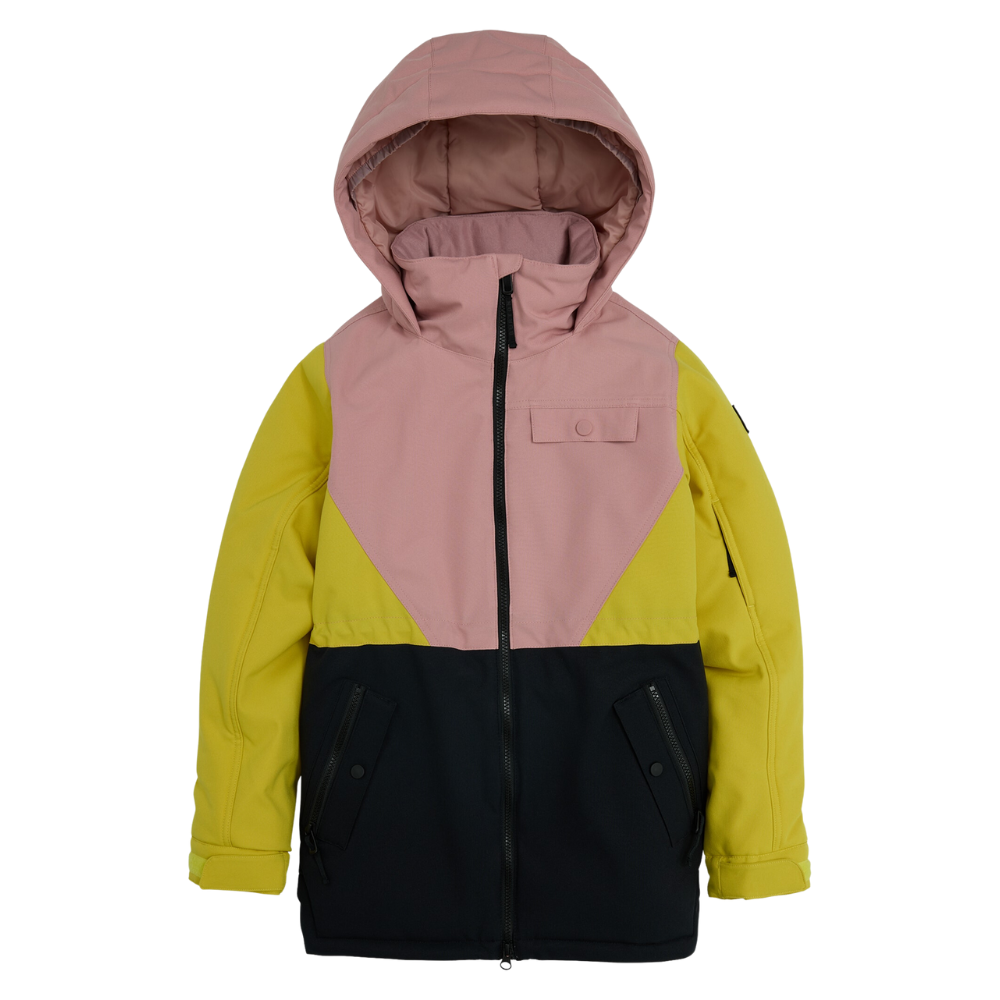 Burton Girls' Khione 2L Jacket in Powder Blush / Sulfur / True Black.