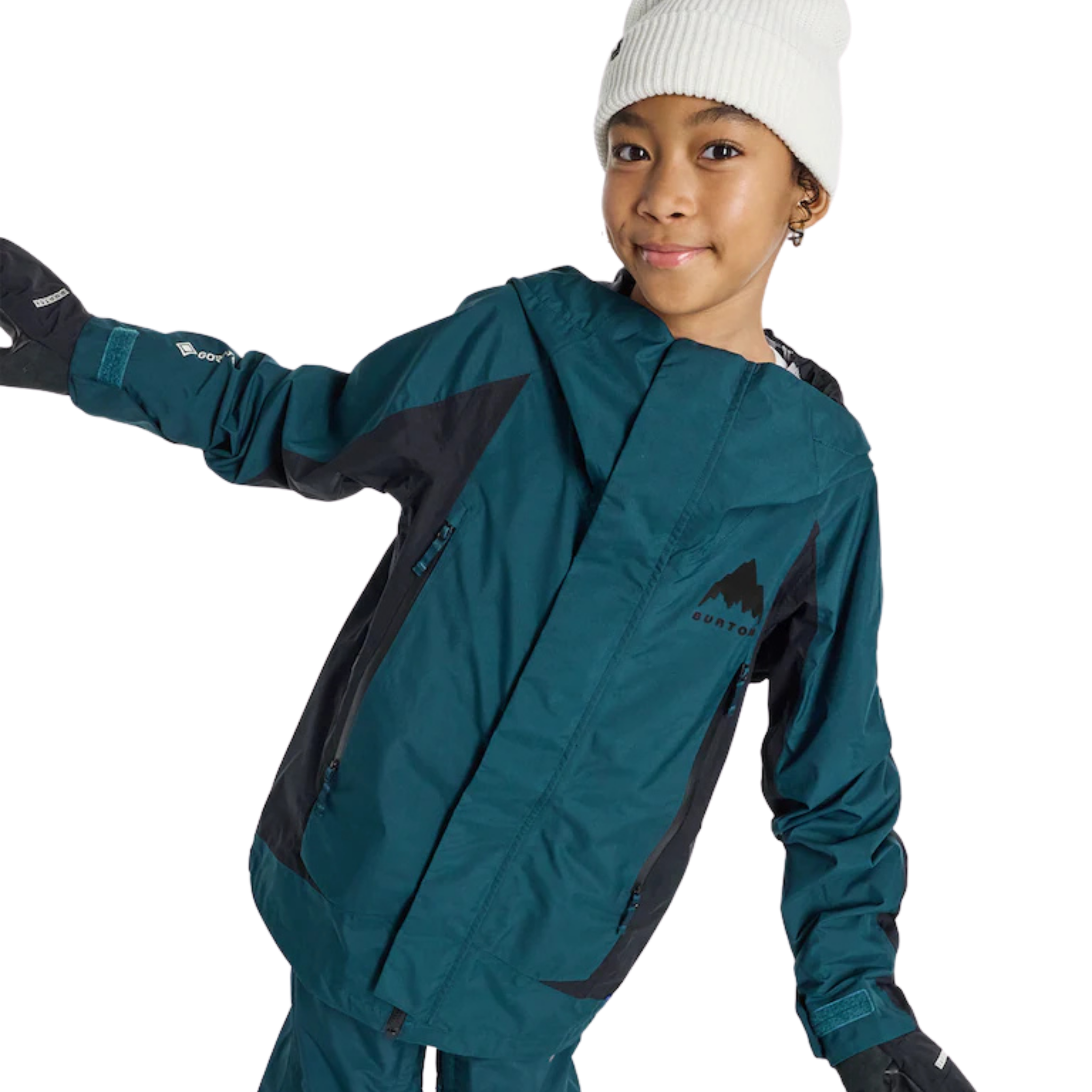 Top view of Burton Kids GORE-TEX Shell Jacket with helmet-compatible Contour hood and crown adjustment