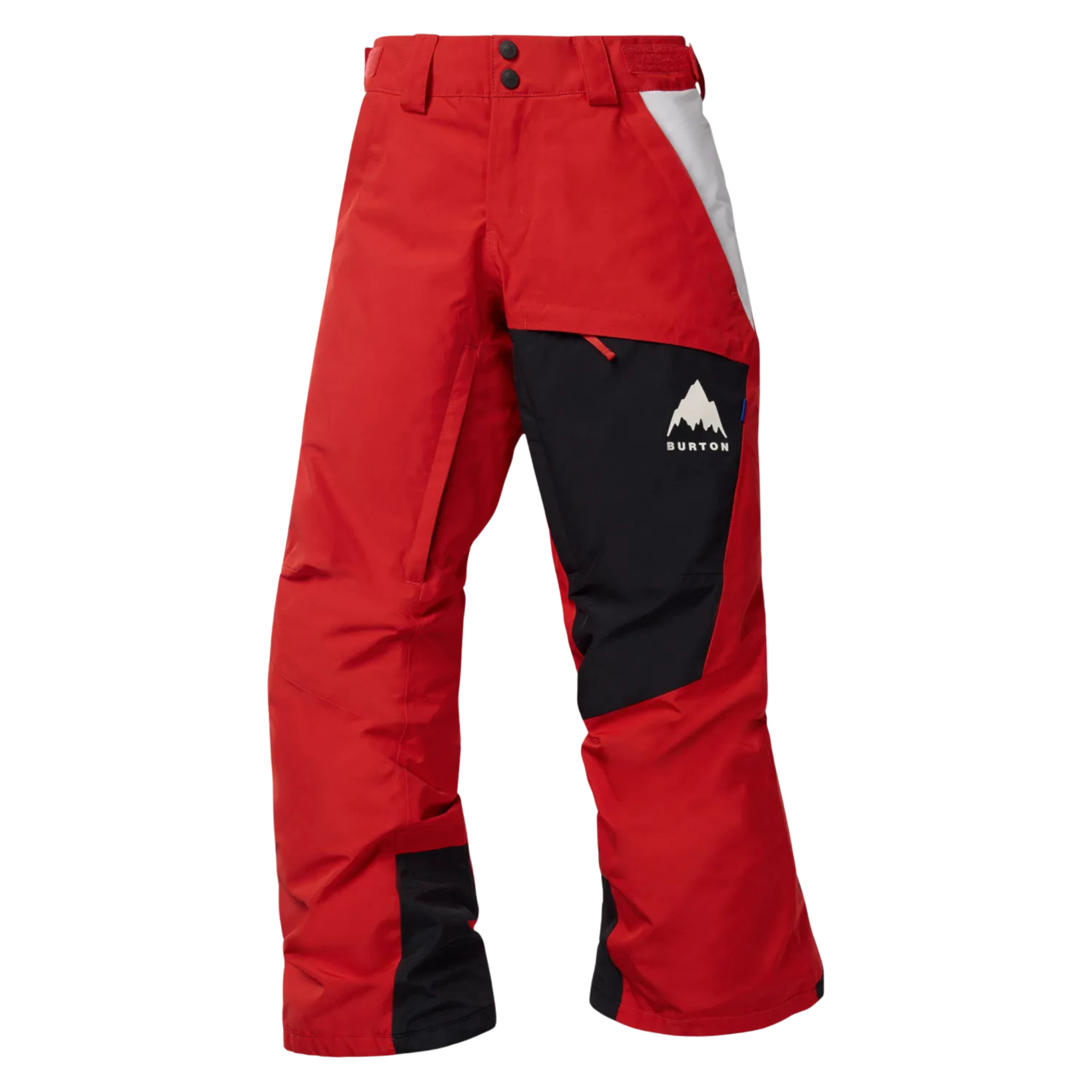 Burton Kids GORE-TEX Shell Snow Pants in Flame Scarlet with 2-layer 150D recycled polyester shell, boot gaiters and Room-To-Grow system