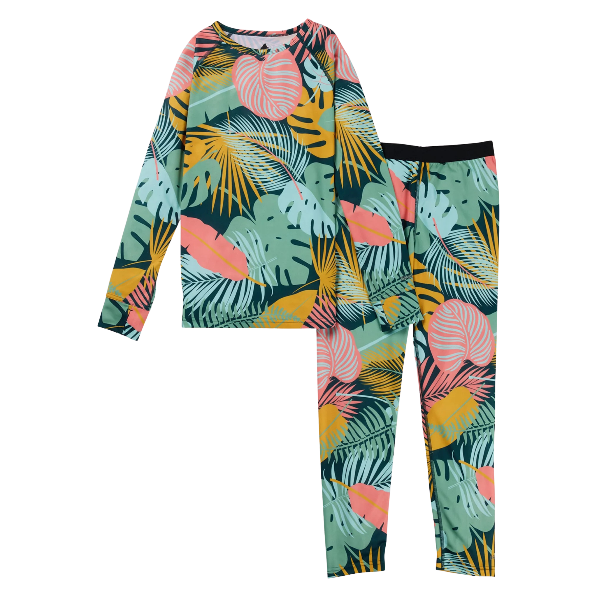 Burton Kids Lightweight Base Layer Set in Oversized Tropical design with 145gsm DRYRIDE Ultrawick fabric and 100% recycled polyester