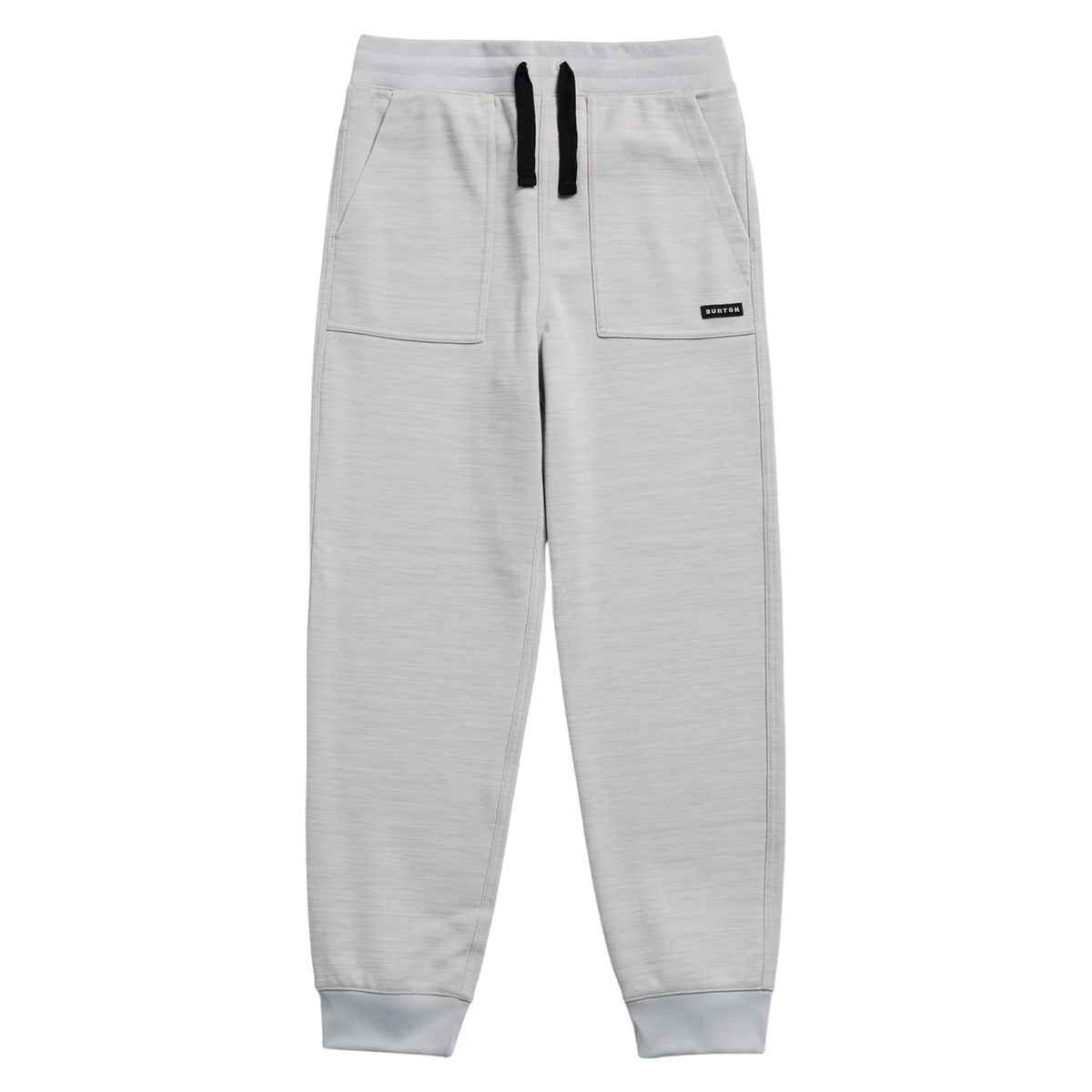 Burton Kids Oak Fleece Pants in Grey Cloud Heather with recycled polyester brushback fleece, adjustable drawcord waist, rib cuffs and handwarmer pockets