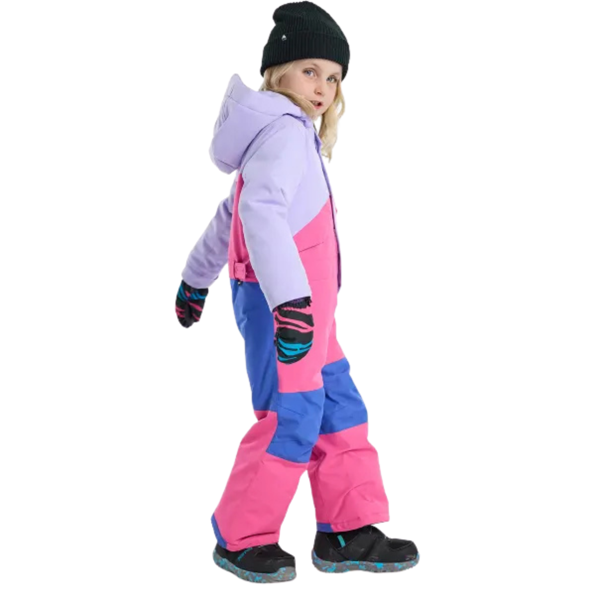 Toddler wearing Burton One-Piece Snowsuit with 100g insulation and 15K waterproofing in Whistler snow