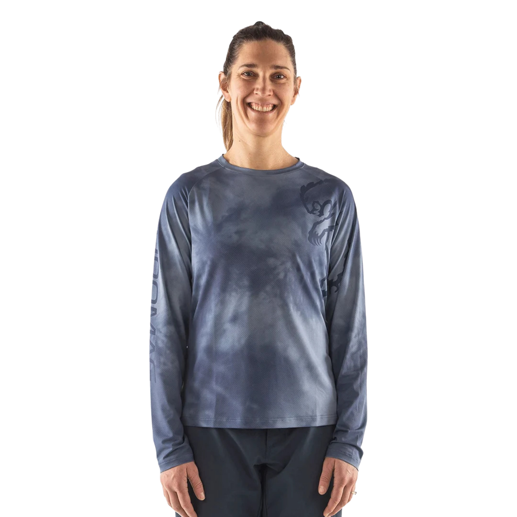 Chromag Dominion long sleeve MTB jersey in Forestwash design, suited for trail and Whistler Bike Park riding