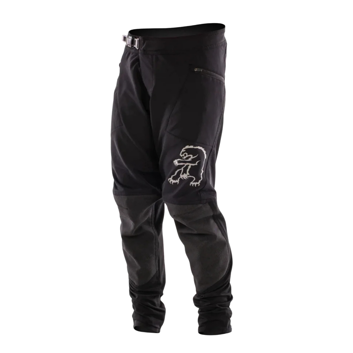 Chromag Kids Feint Bike Pants in Black / Grey with 4-way stretch performance fabric, DWR C0 finish, reinforced knees and laser-cut ventilation