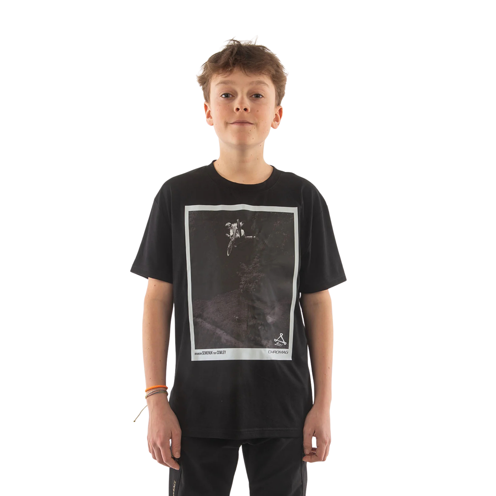 Chromag Punk kids tee in Semenuk Black design, suited for mountain biking and everyday wear in Whistler