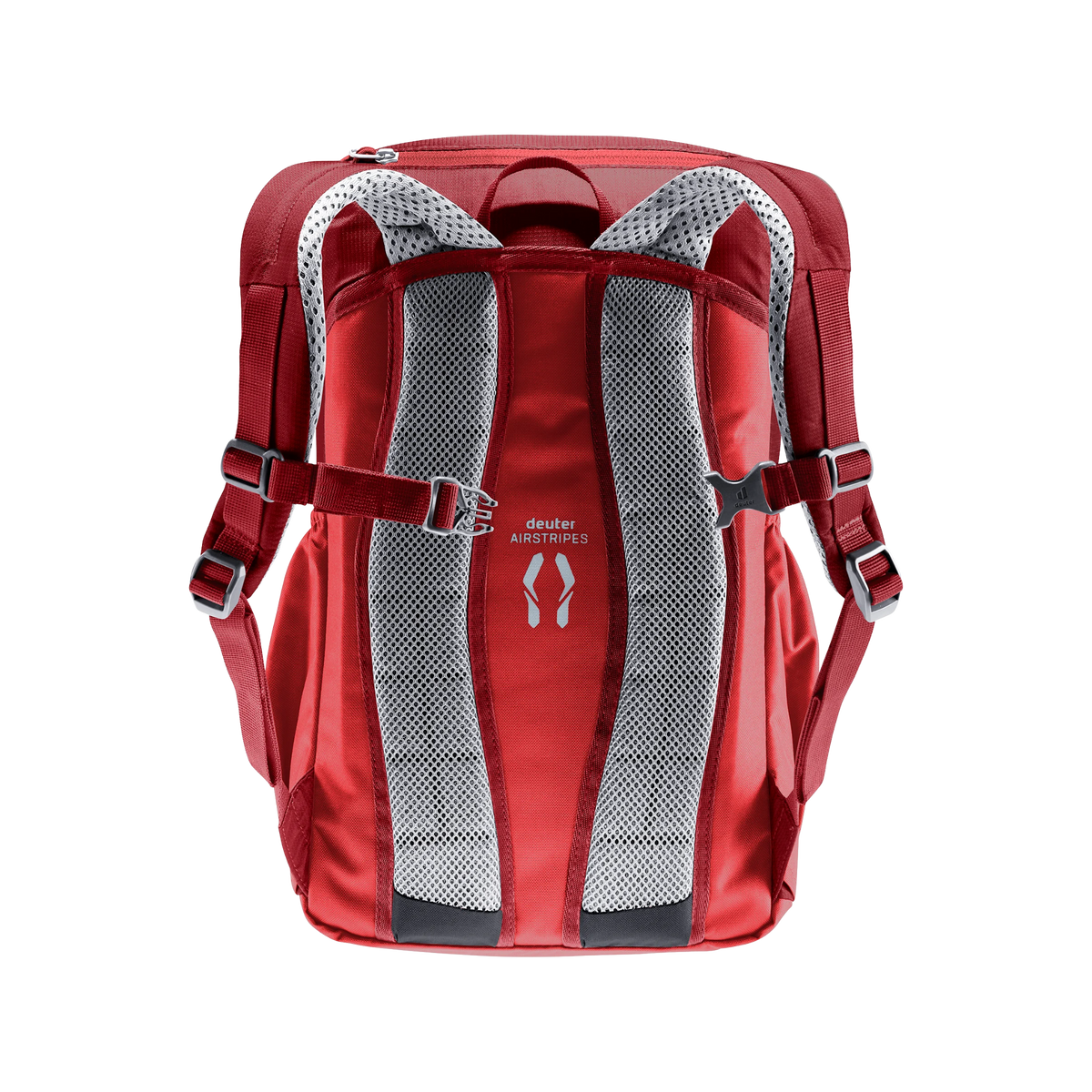 Deuter Junior 18L Backpack in Cherry color with Airstripes back system designed to improve ventilation and carrying comfort during active use