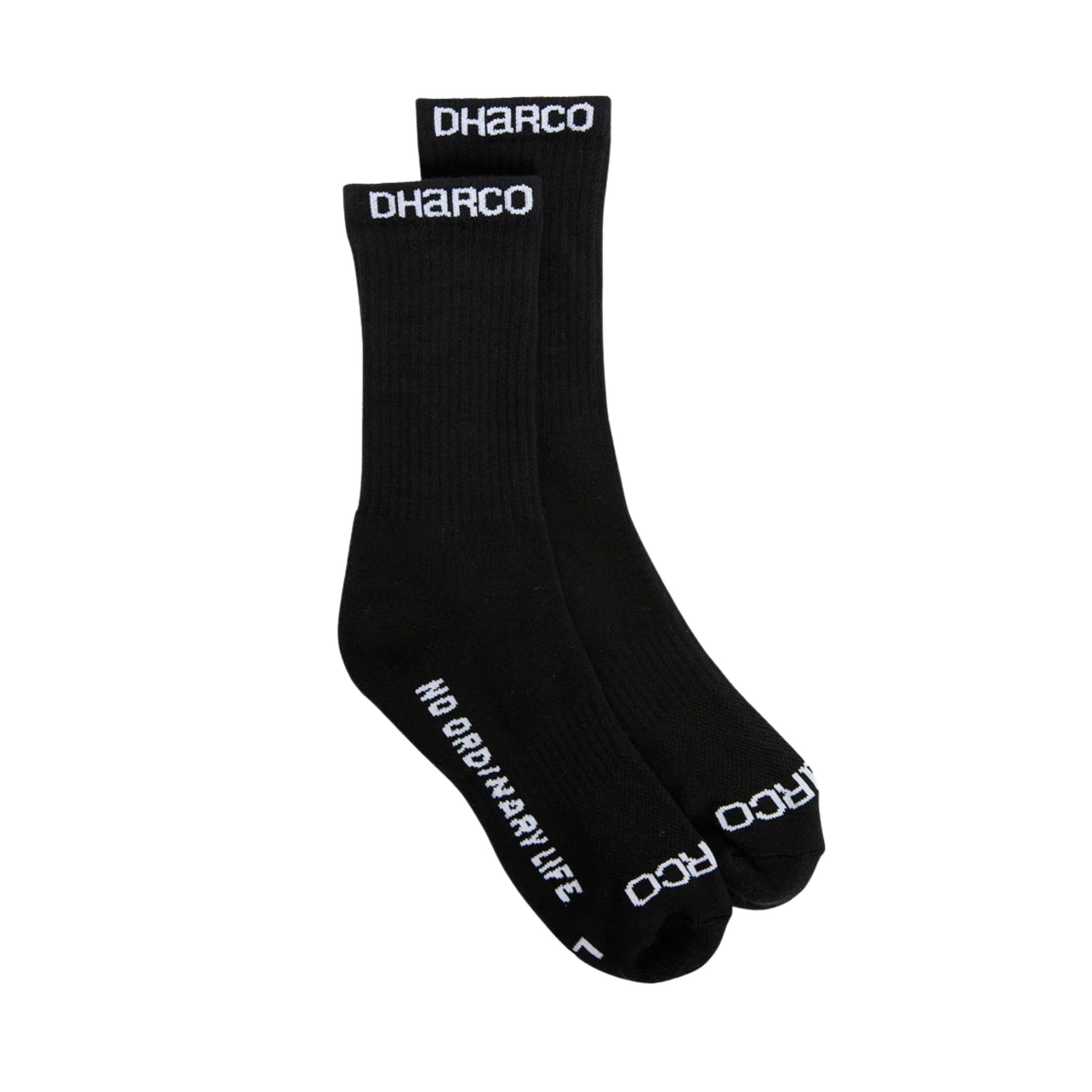 DHaRCO Crew MTB Socks in Black with breathable cotton nylon blend and comfortable cushioned terry base