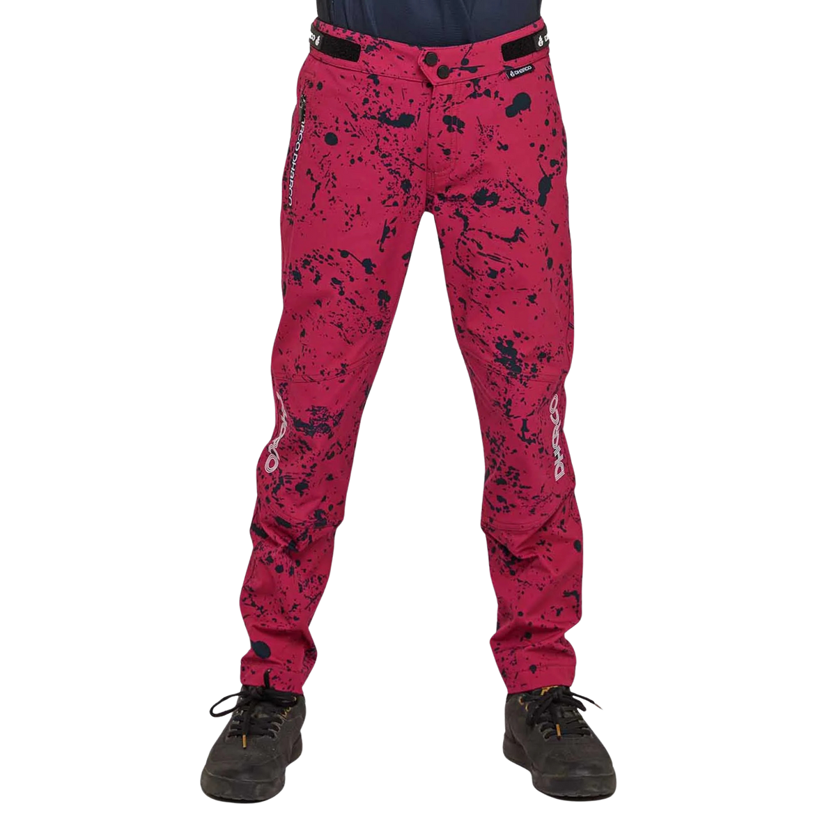 DHaRCO Youth Gravity Pants in Chili Pepper design with 95% nylon 5% spandex, water-resistant 4-way stretch fabric and knee pad-compatible fit
