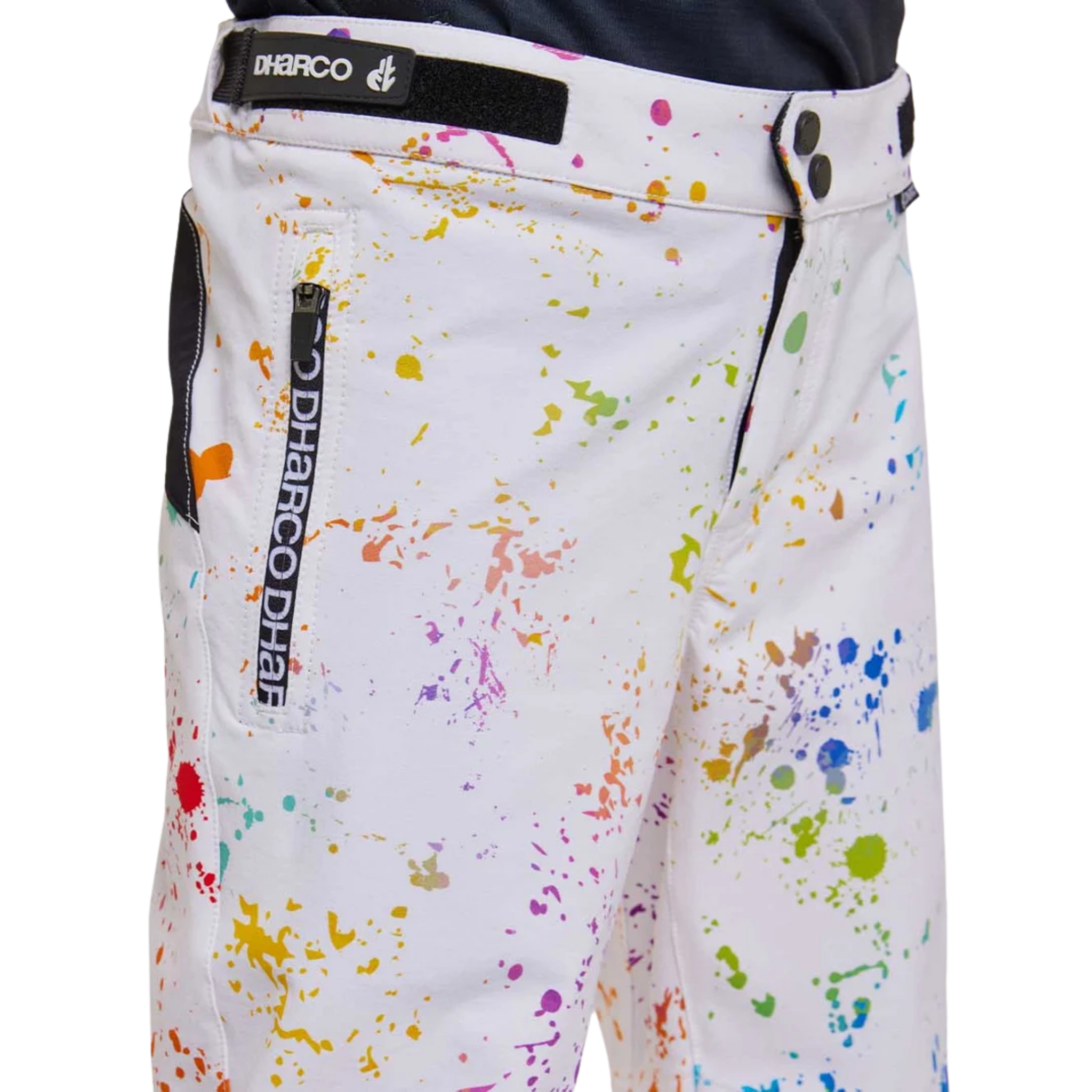 DHaRCO Youth Gravity Pants in Paint Splat design with 95% nylon 5% spandex bluesign approved 4-way stretch fabric and water-resistant finish