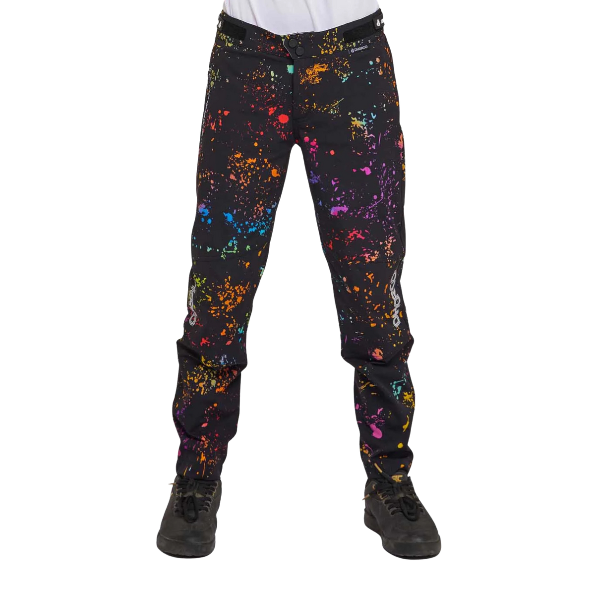 DHaRCO Youth Gravity Pants in Supernova design with 95% nylon 5% spandex, water-resistant 4-way stretch fabric and knee pad-compatible fit