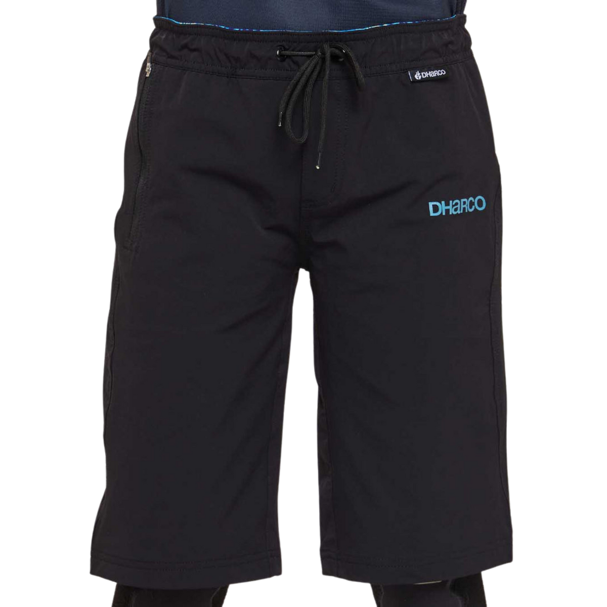 DHaRCO Youth Gravity Shorts in Black with durable nylon, 4-way stretch, water-resistant finish and elastic drawstring waist