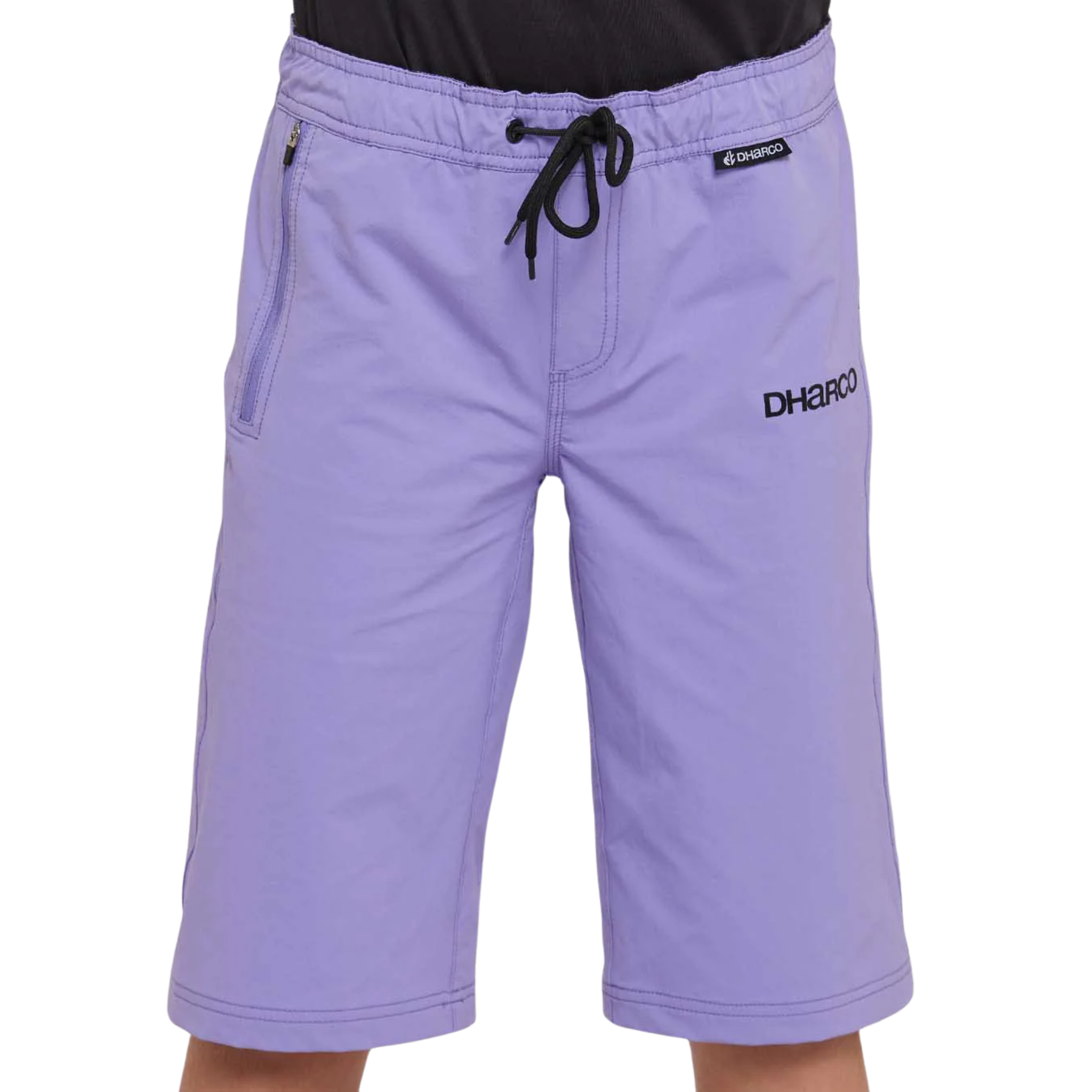 DHaRCO Youth Gravity Shorts in Purple Haze with durable nylon, 4-way stretch, water-resistant finish and elastic drawstring waist