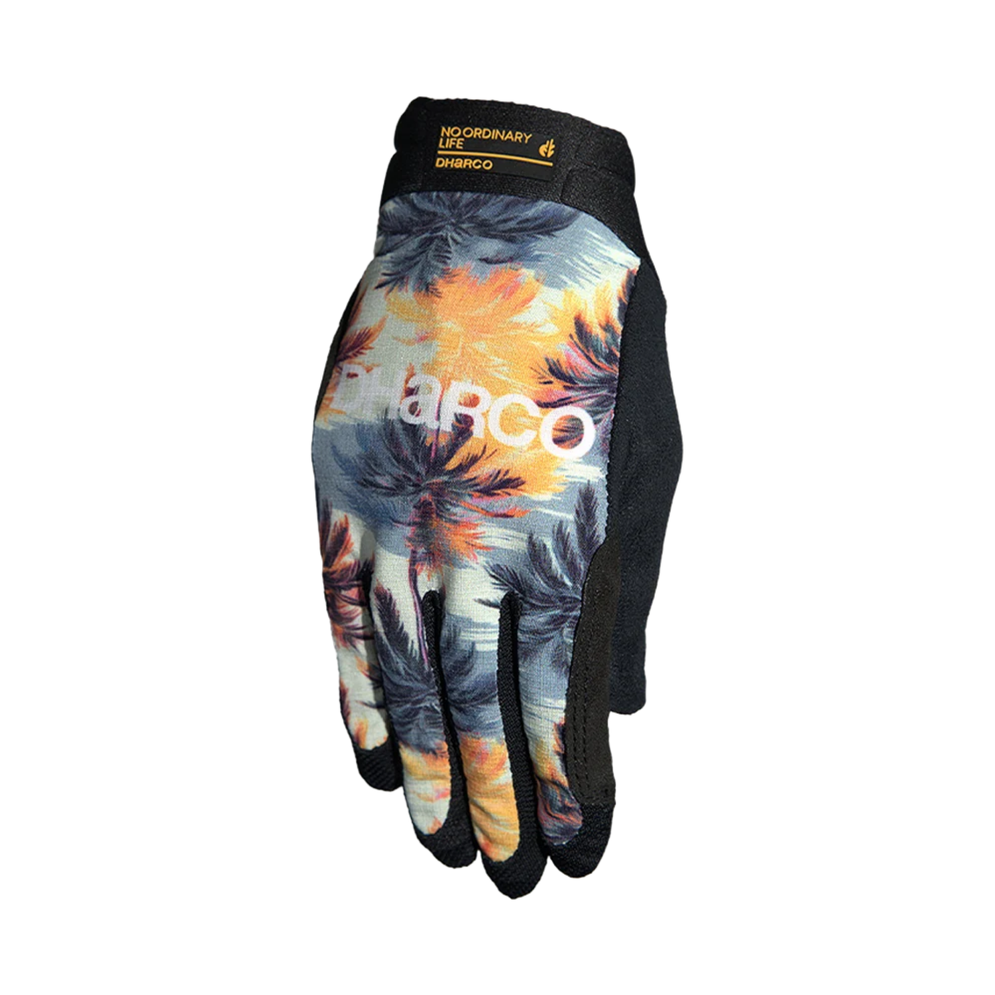 DHaRCO Youth Race Glove in El Camino design with silicone palm grip, breathable mesh fabric, bonded seams and touchscreen compatibility