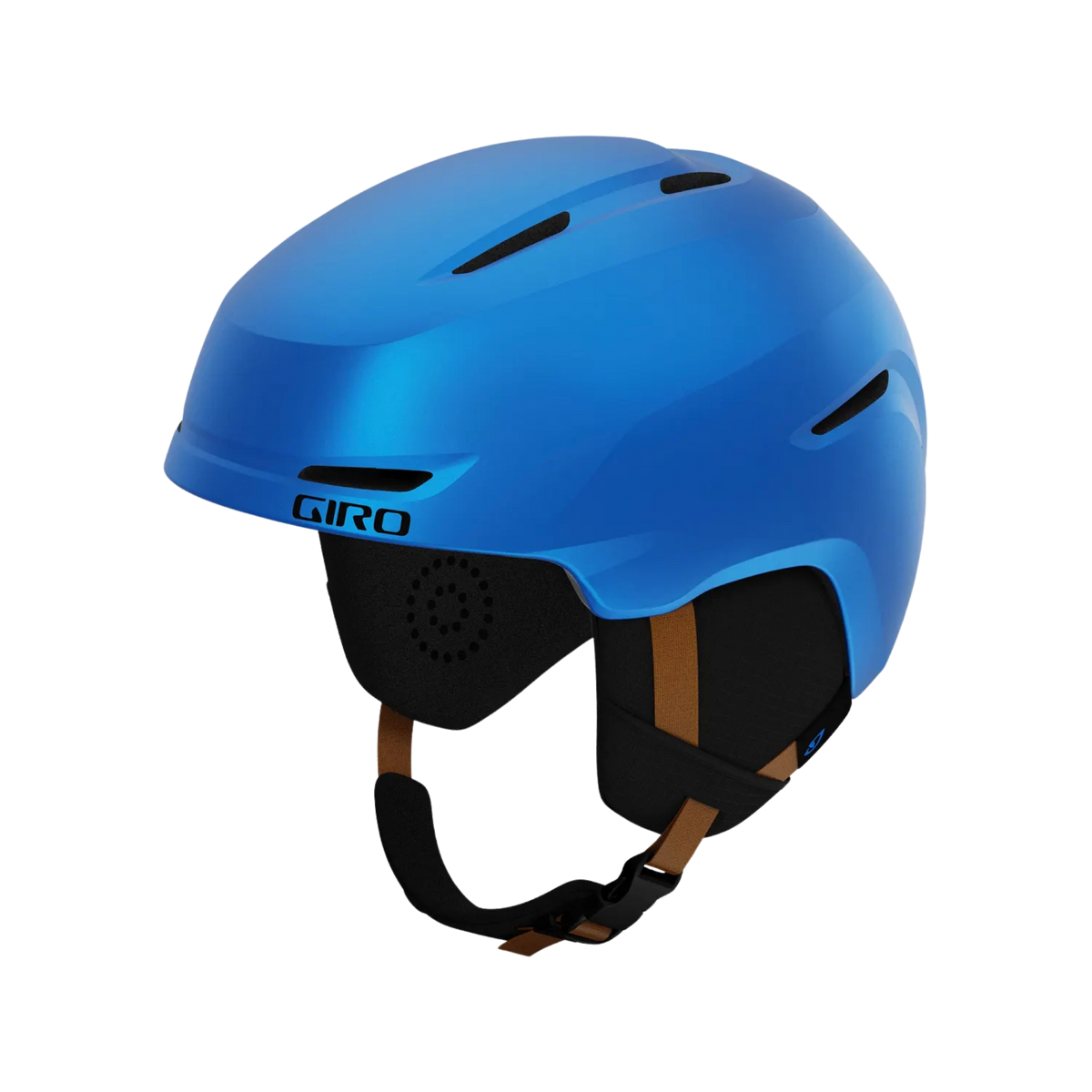 Giro Spur kids ski and snowboard helmet in Blue Shreddy Yeti with lightweight In-Mold construction, In Form Fit System and Super Cool ventilation