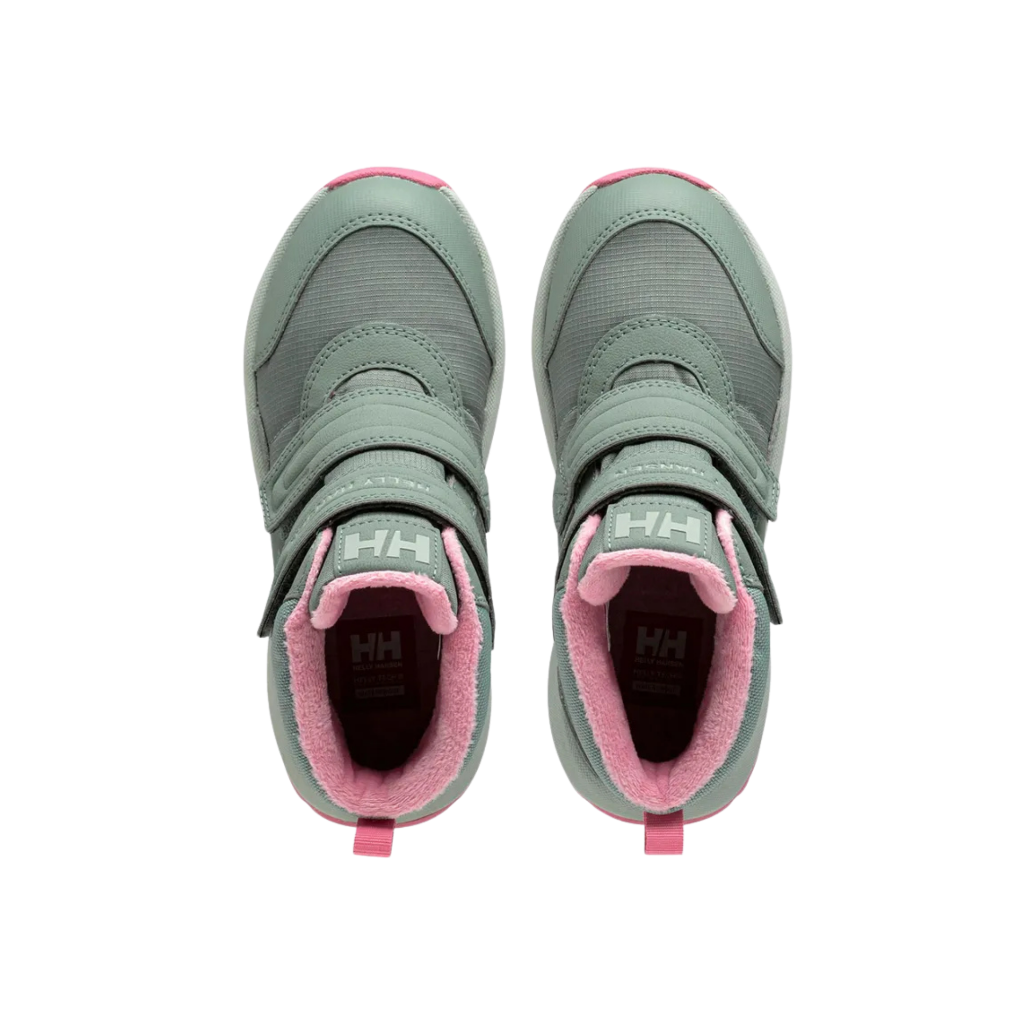 Top view of Helly Hansen Bowstring Winter Boot High Top in Cactus / Green Mist with padded comfort collar and insulated lining