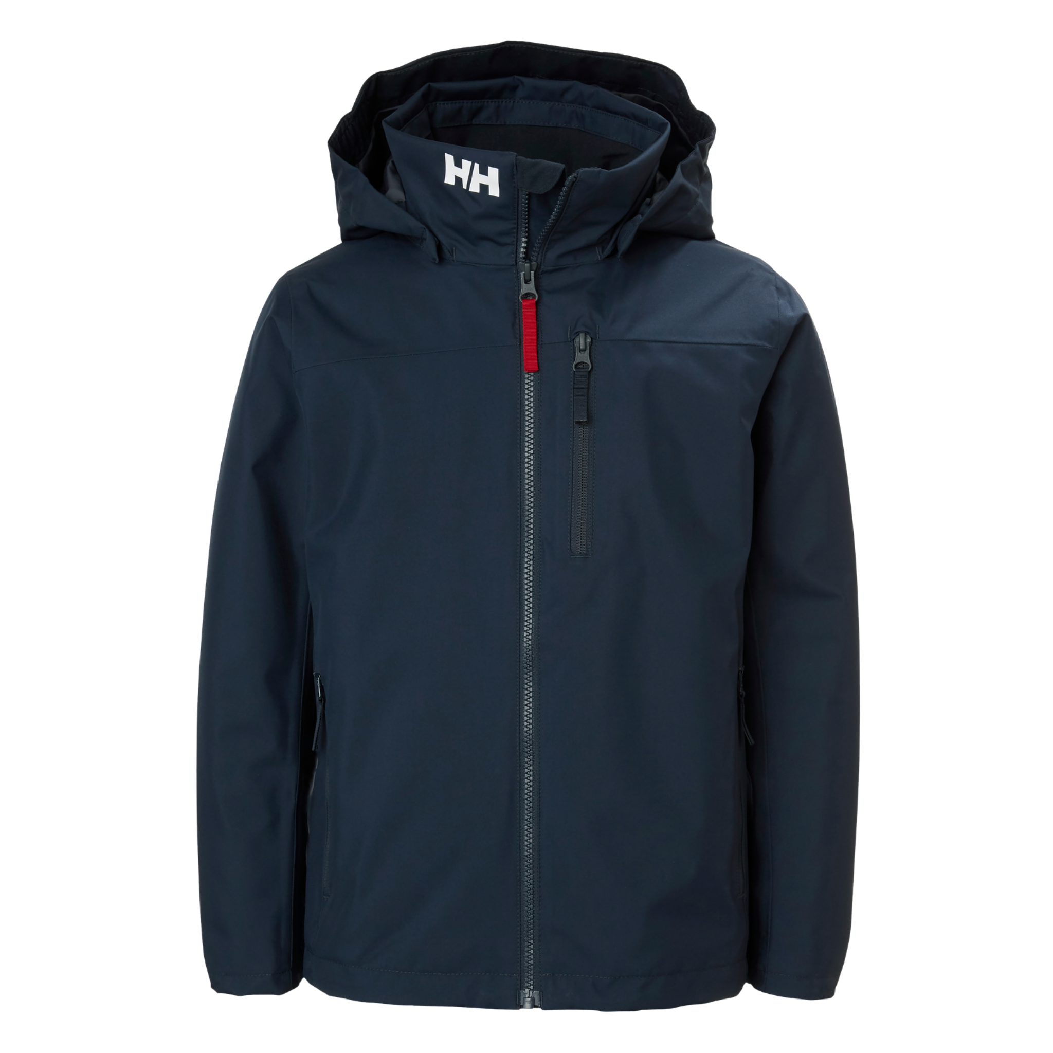 Helly Hansen Jr Crew Midlayer 2.0 Unisex Jacket in Navy with HELLY TECH Protection, fleece lining and packable detachable hood