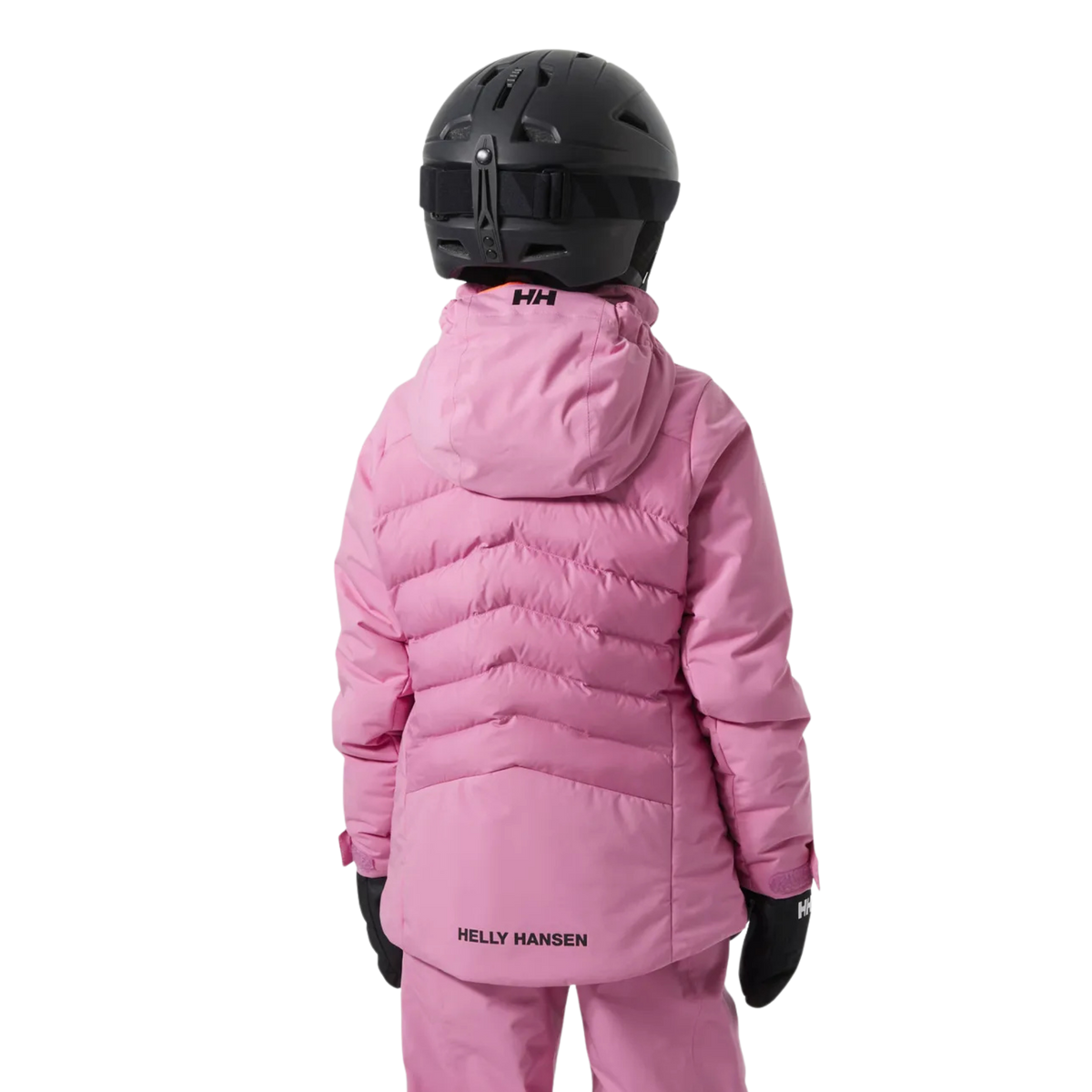 Rear view of Helly Hansen Jr Girl Astra Jacket with insulated 2-layer construction, adjustable hem and feminine ski fit