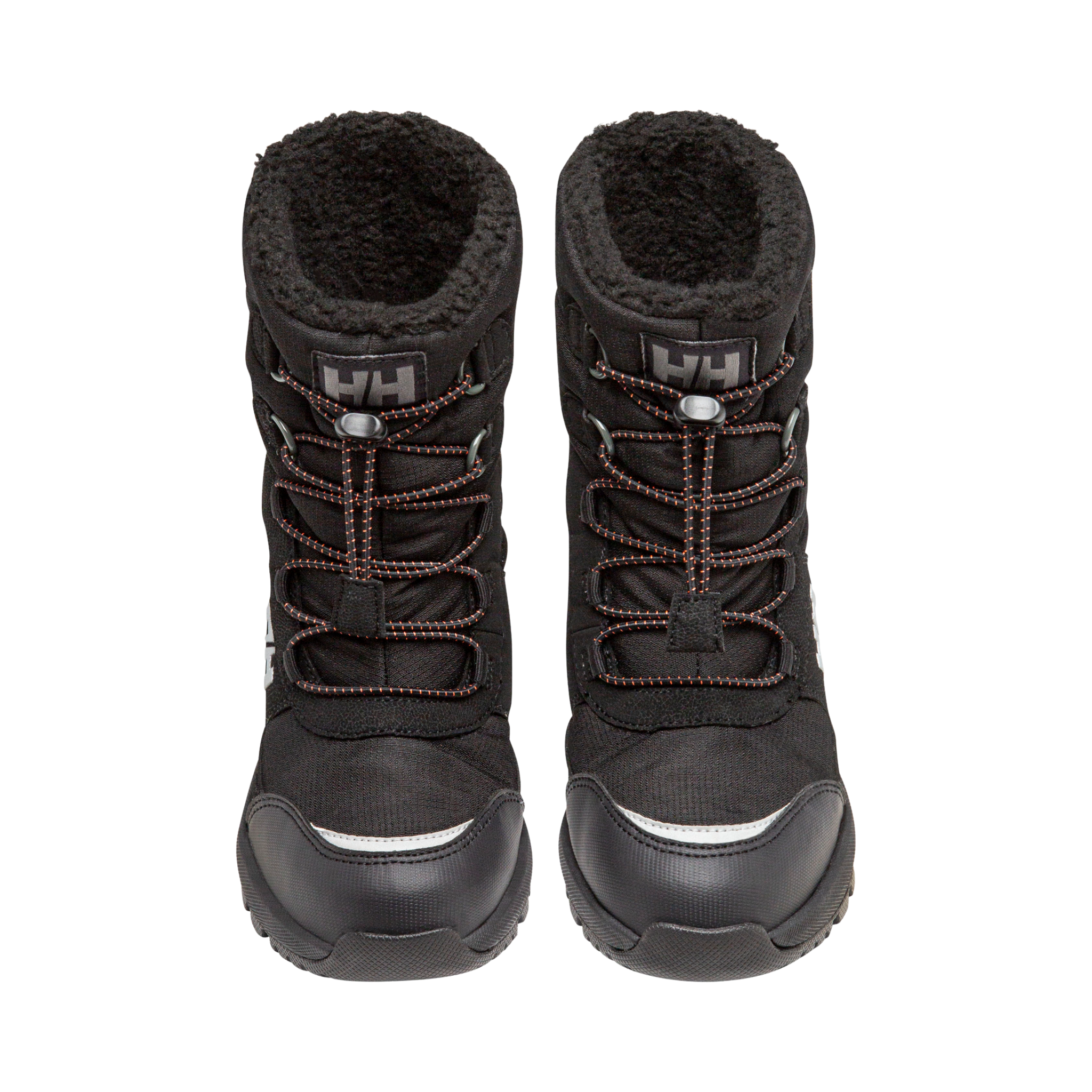Top view of Helly Hansen Jr Silverton Winter Boots in Black with drawstring closure and warm faux-shearling lining
