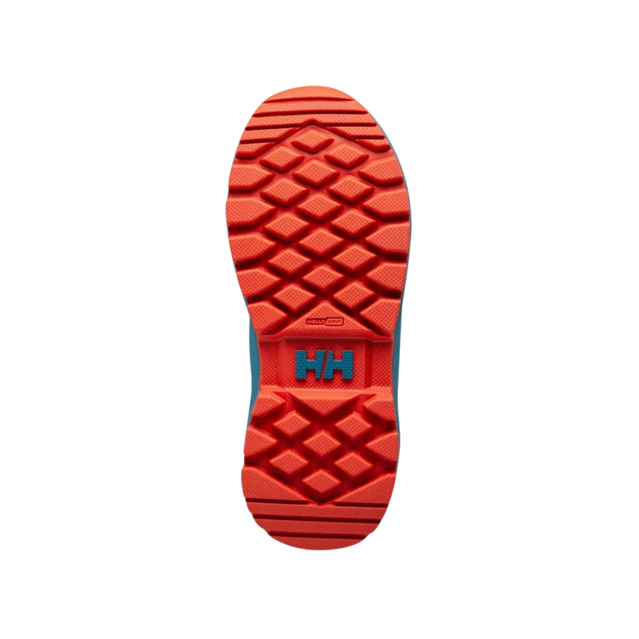 Sole view of Helly Hansen Jr Silverton Winter Boots in Cerulean Blue with HH Max Grip traction outsole for slippery winter surfaces