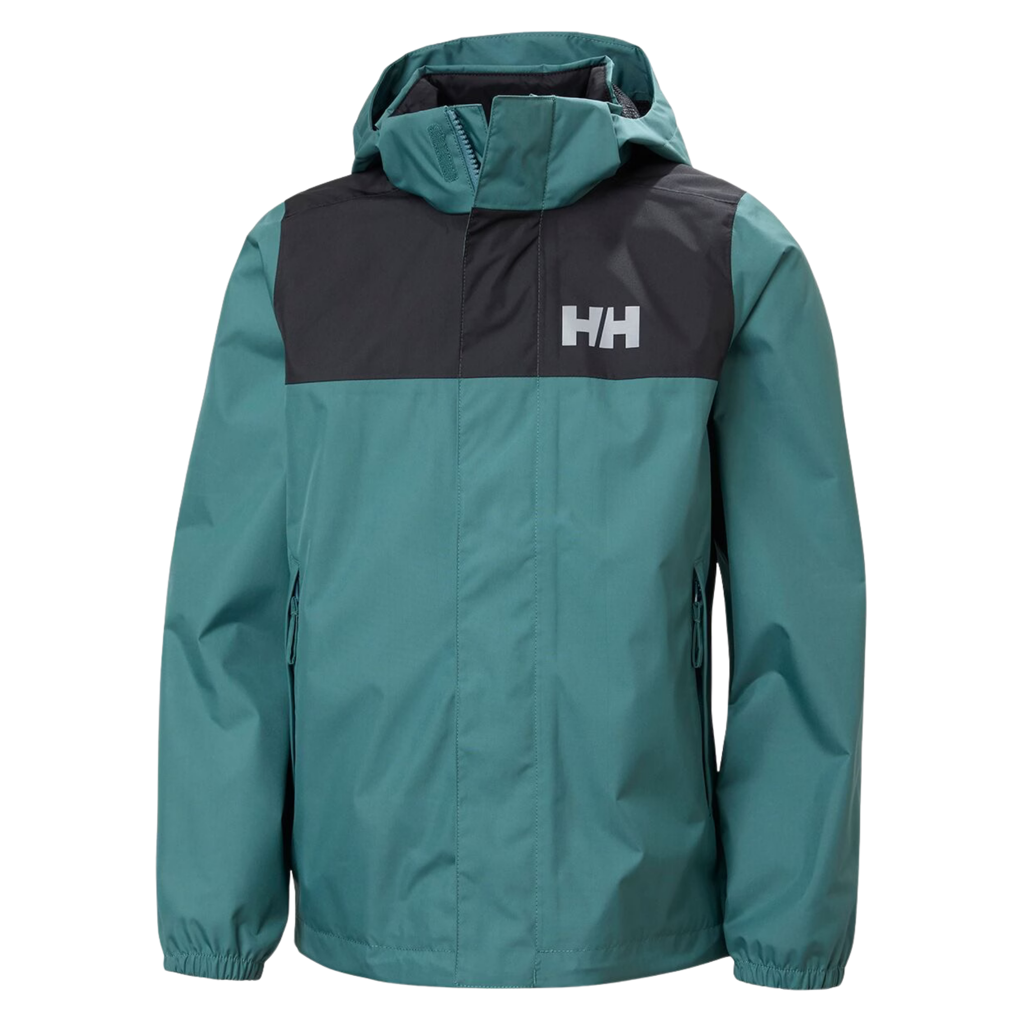 Helly Hansen Jr Vancouver Rain Jacket in Opal Green with HELLY TECH Protection, waterproof breathable 2-layer construction and fully sealed seams