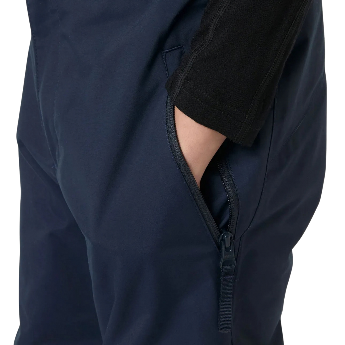 Helly Hansen Junior Legendary Pants in Navy with secure hand pocket and YKK zipper for storing small ski essentials