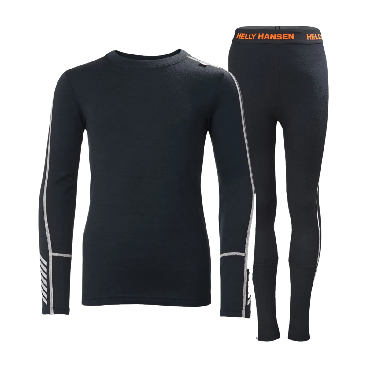 Helly Hansen Junior Lifa Merino Midweight Set in Navy with 2-layer LIFA moisture-wicking technology, warm Merino wool and flatlock seams