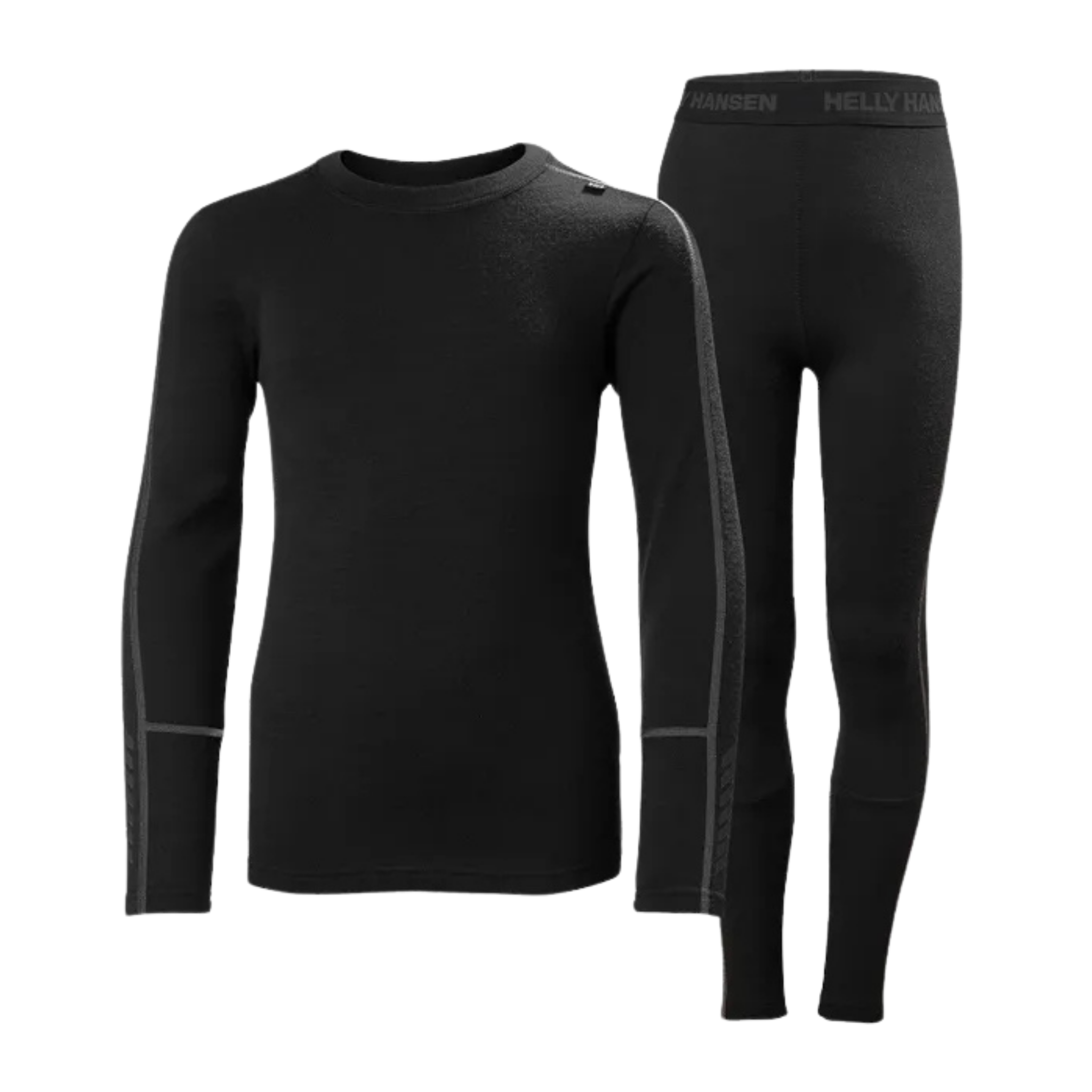Helly Hansen Junior Lifa Merino Midweight Set in New Black with 2-layer LIFA moisture-wicking technology, warm Merino wool and flatlock seams