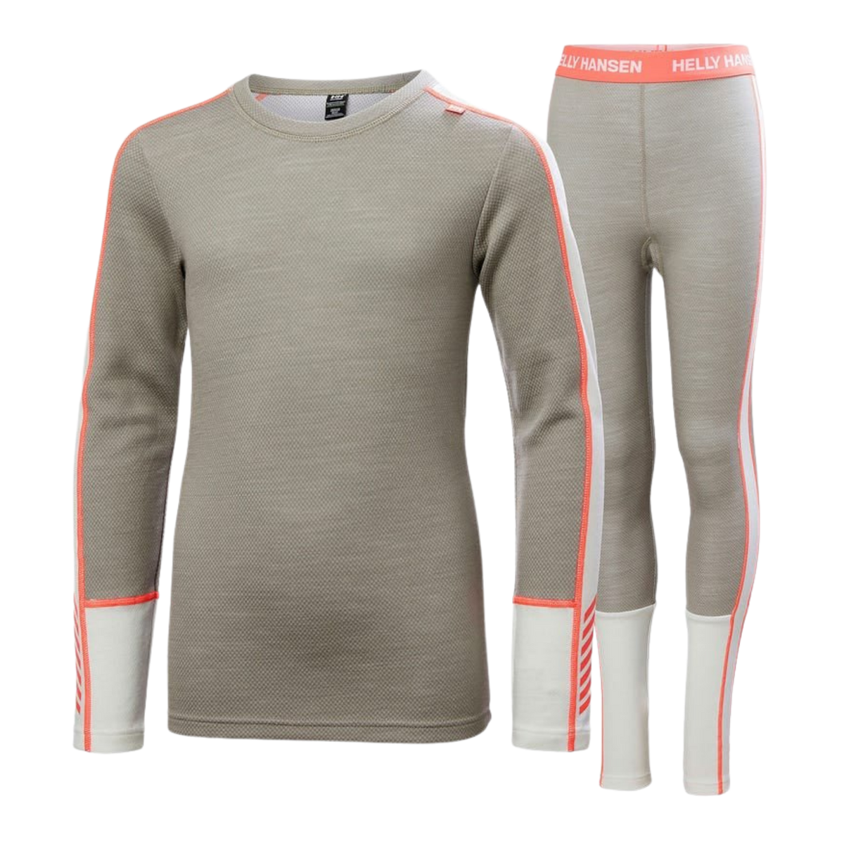 Helly Hansen Junior Lifa Merino Midweight Set in Terrazzo with 2-layer LIFA moisture-wicking technology, warm Merino wool and flatlock seams