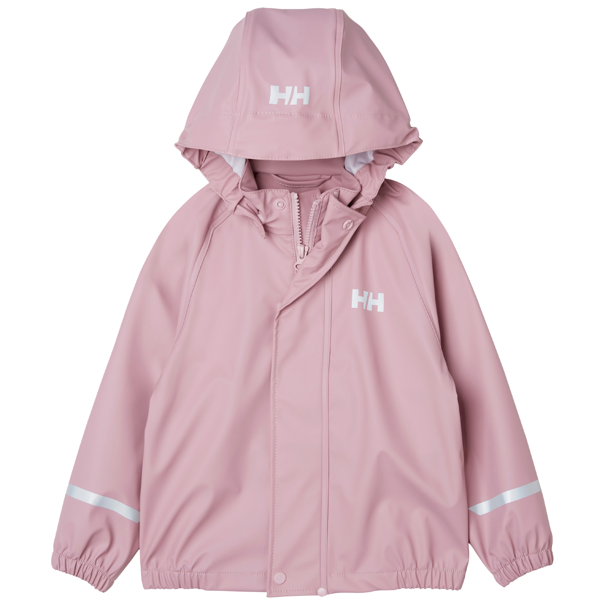 Helly Hansen Kids Bergen 2.0 Rain Jacket in Meta Pink with HELOX+ waterproof fabric, welded seams and YKK zipper