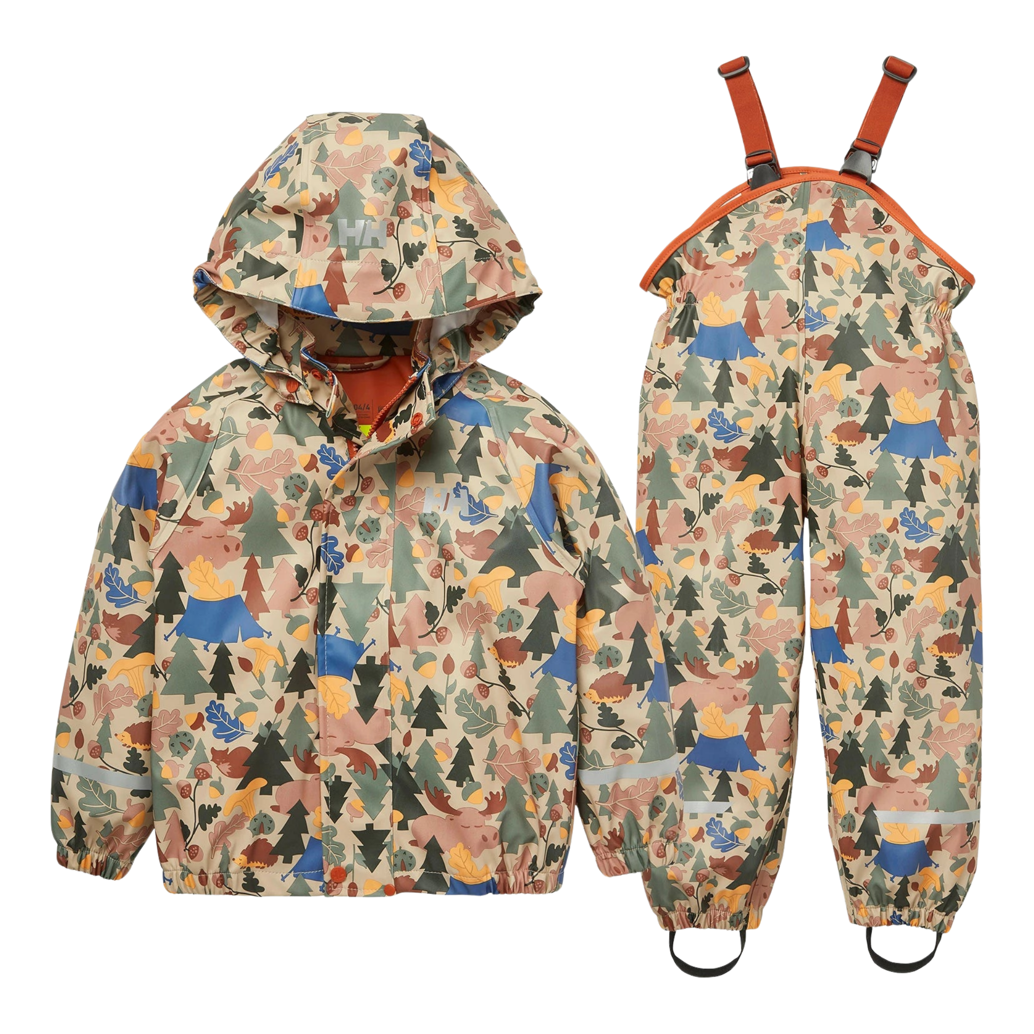Helly Hansen Kids Bergen 2.0 Rain Set in Terracotta with waterproof HELOX+ fabric, welded seams, jacket and bib overalls