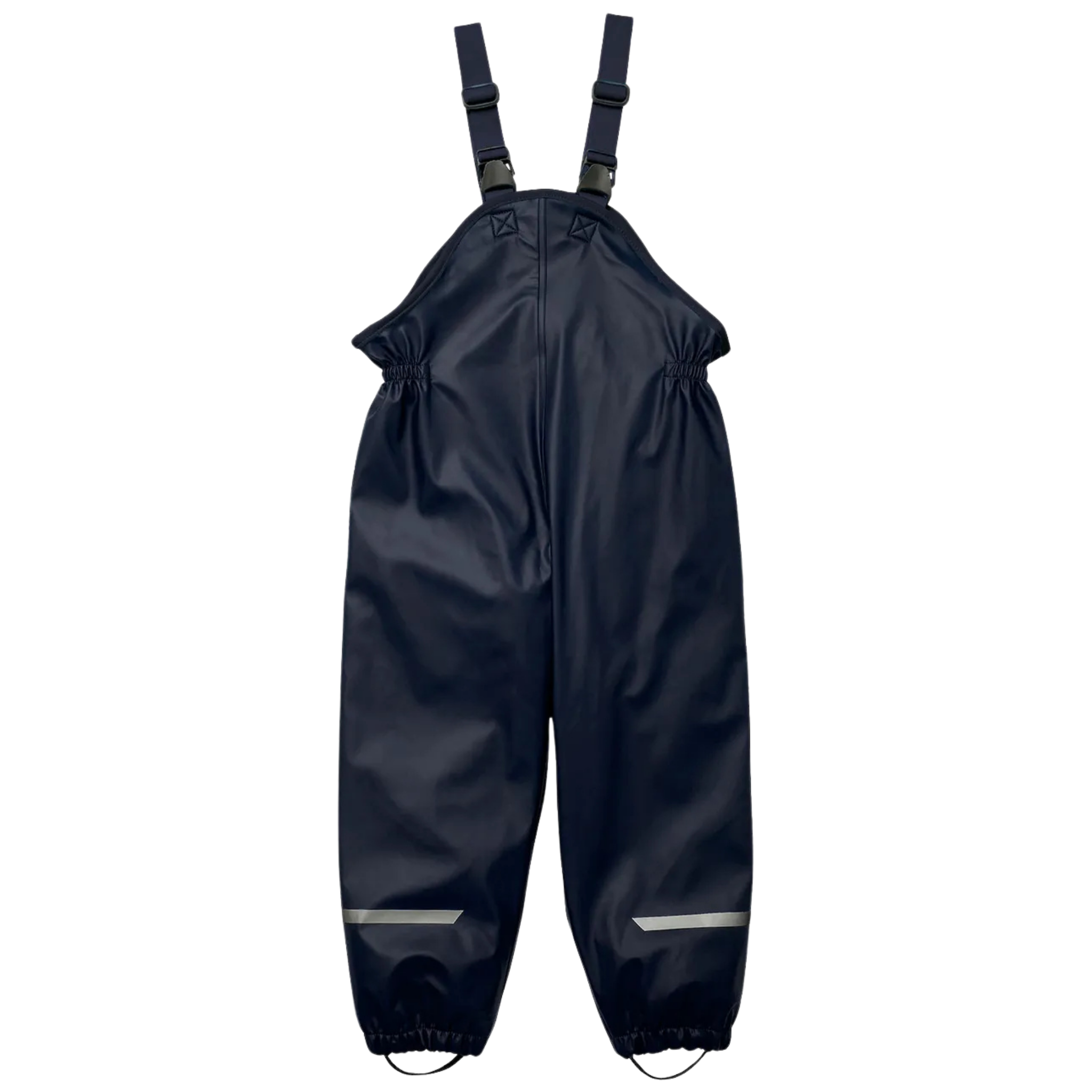 Helly Hansen Kids Bergen Fleece-Lined Rain Bib Pants in Navy with adjustable elastic suspenders, elastic waist and waterproof construction