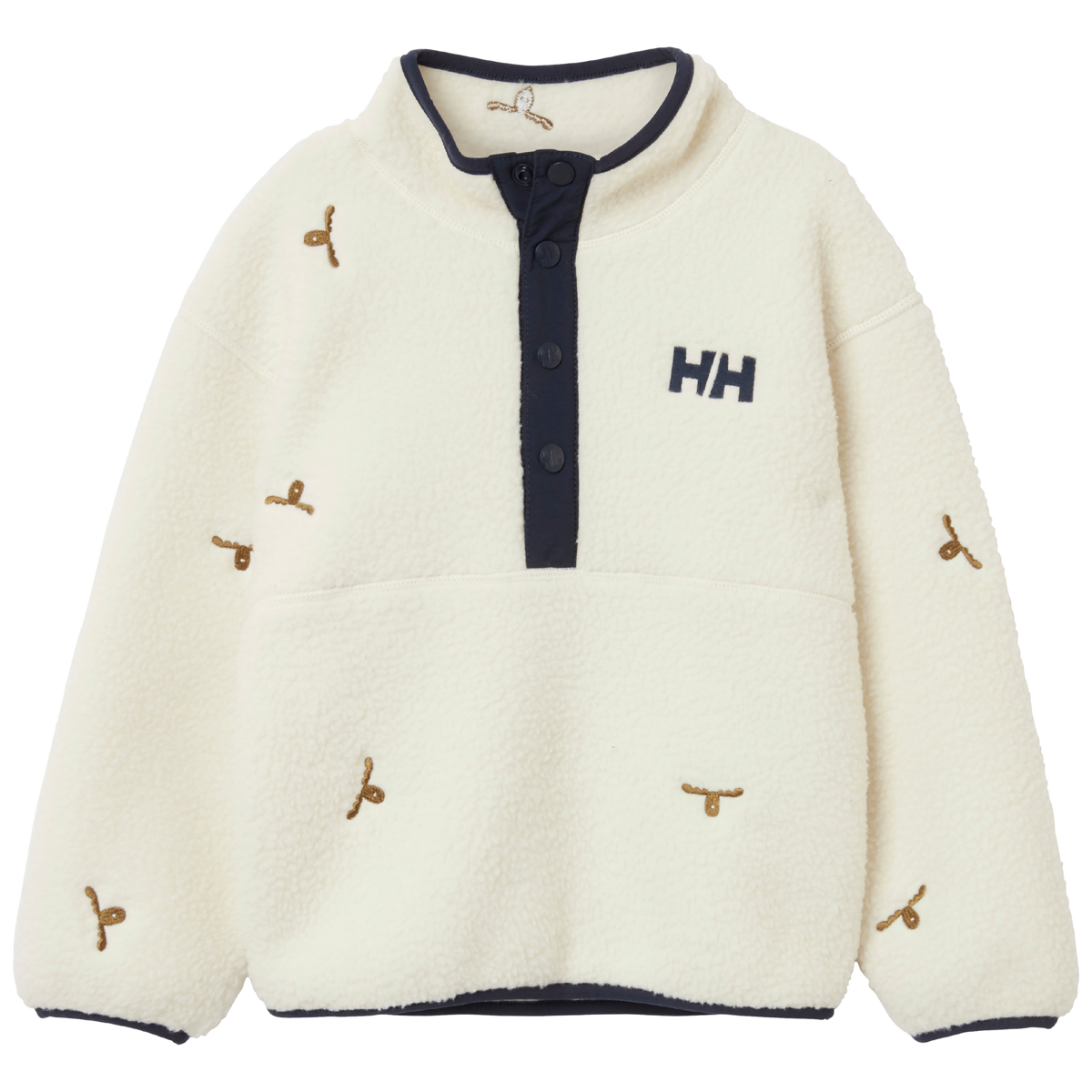 Helly Hansen Kids Frosty Fleece Sweater in Cream with soft breathable pile fleece, recycled content and buttoned front placket