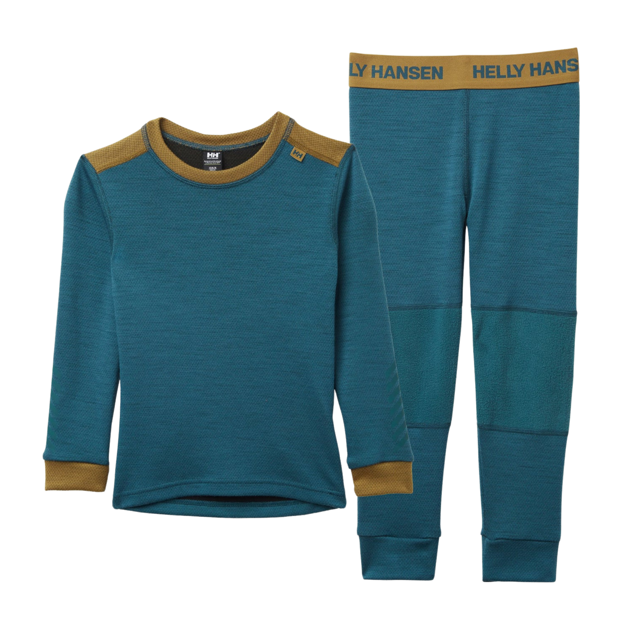 Helly Hansen Kids Lifa Merino Set in Dark Creek color with warm Merino wool, LIFA moisture management and flatlock seams for winter layering