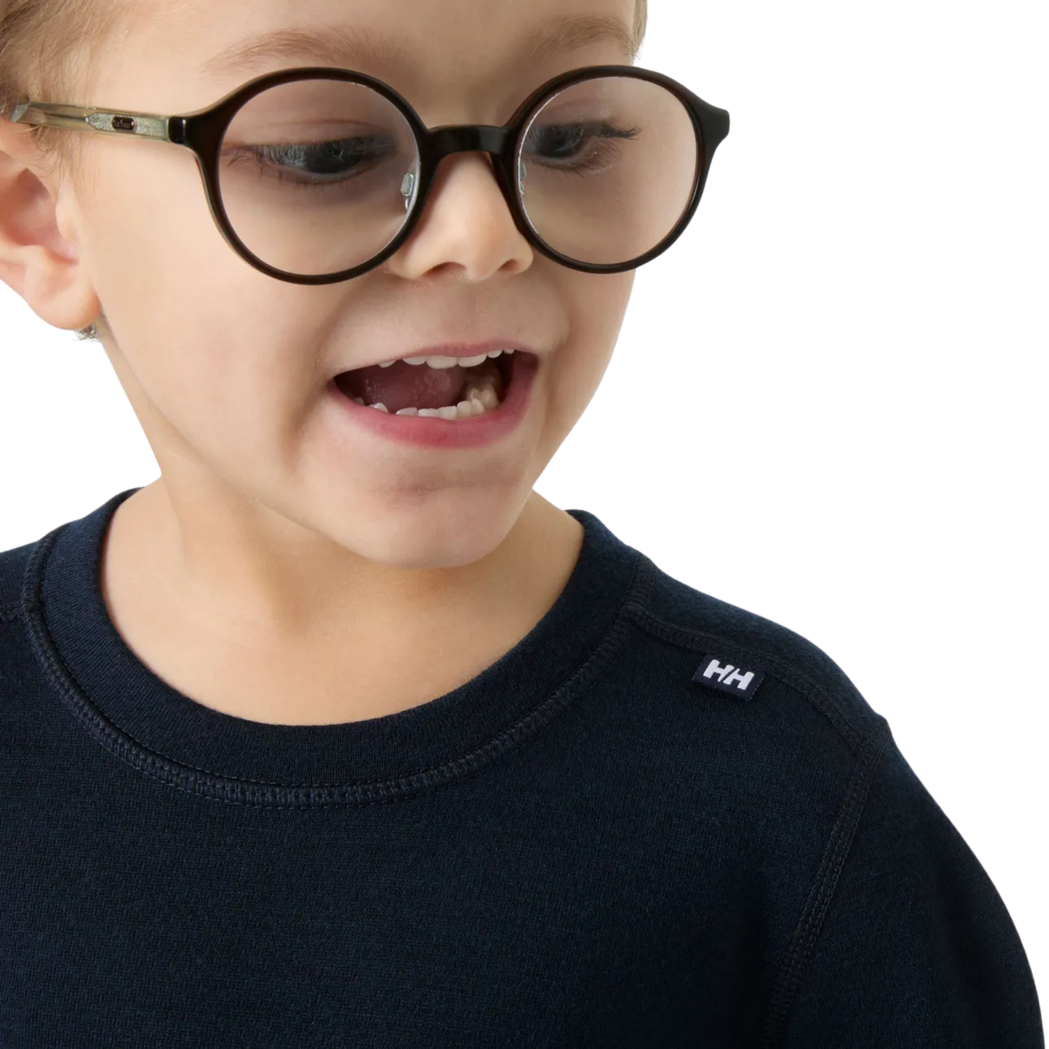 Helly Hansen Kids Lifa Merino base layer crew neck detail in Navy with soft warm construction for comfortable winter layering