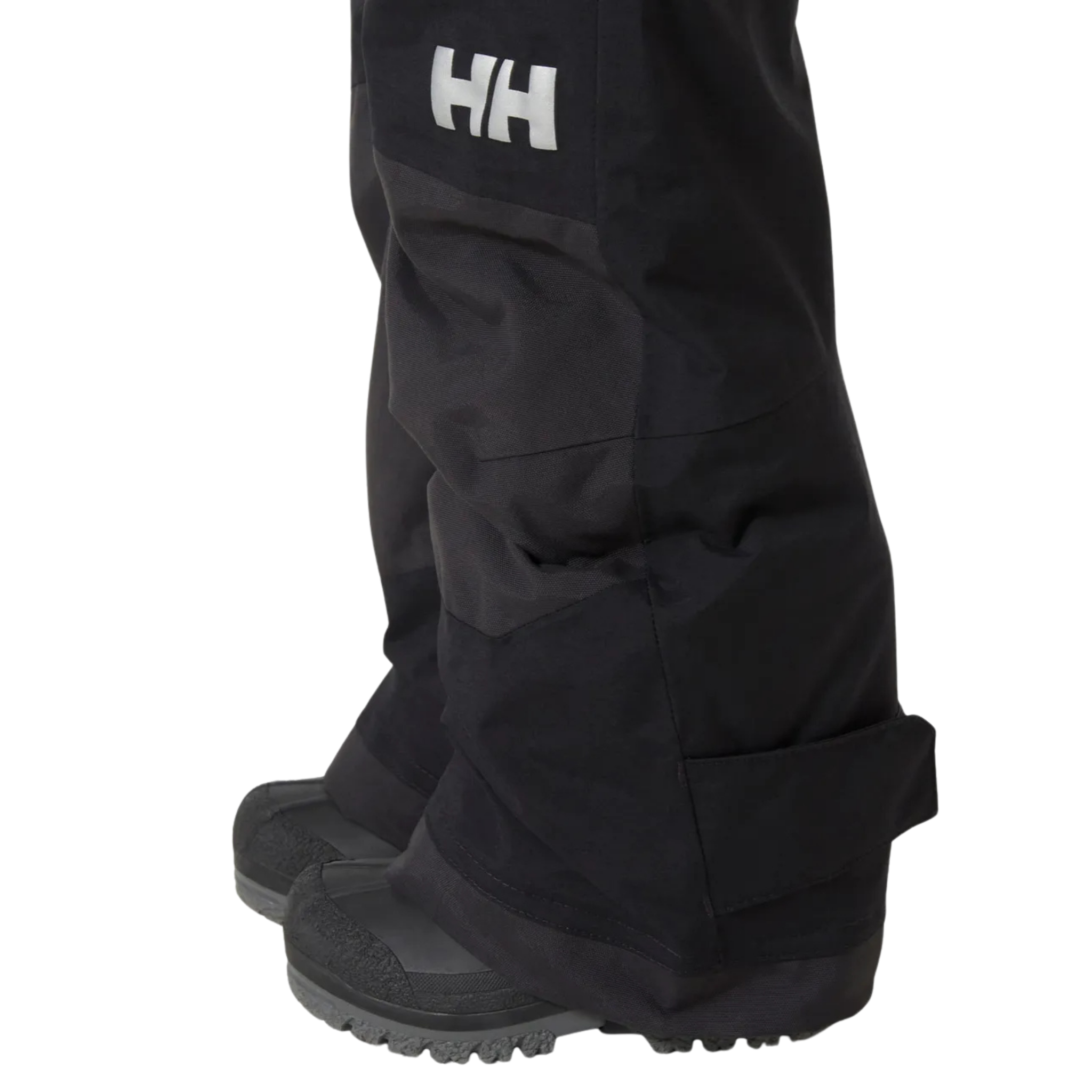 Helly Hansen Kids Rider 2.0 Insulated Bib Pants in Black with reinforced hem and adjustable bottom leg for added durability and fit