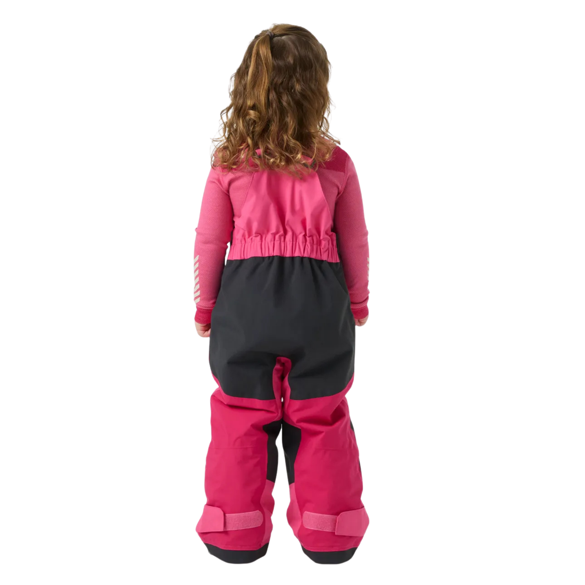 Rear view of Helly Hansen Kids Rider 2.0 Insulated Bib Pants with reinforced no-back-seam seat for added waterproofness and durability